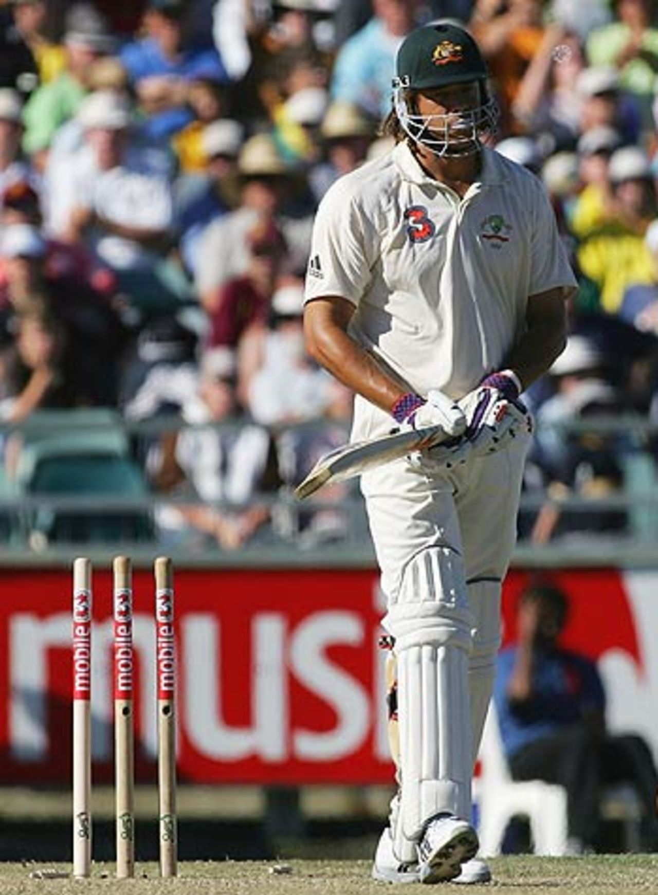 Andrew Symonds is bowled by Andre Nel, Australia v South Africa, 1st Test, Perth, 1st day, December 16, 2005