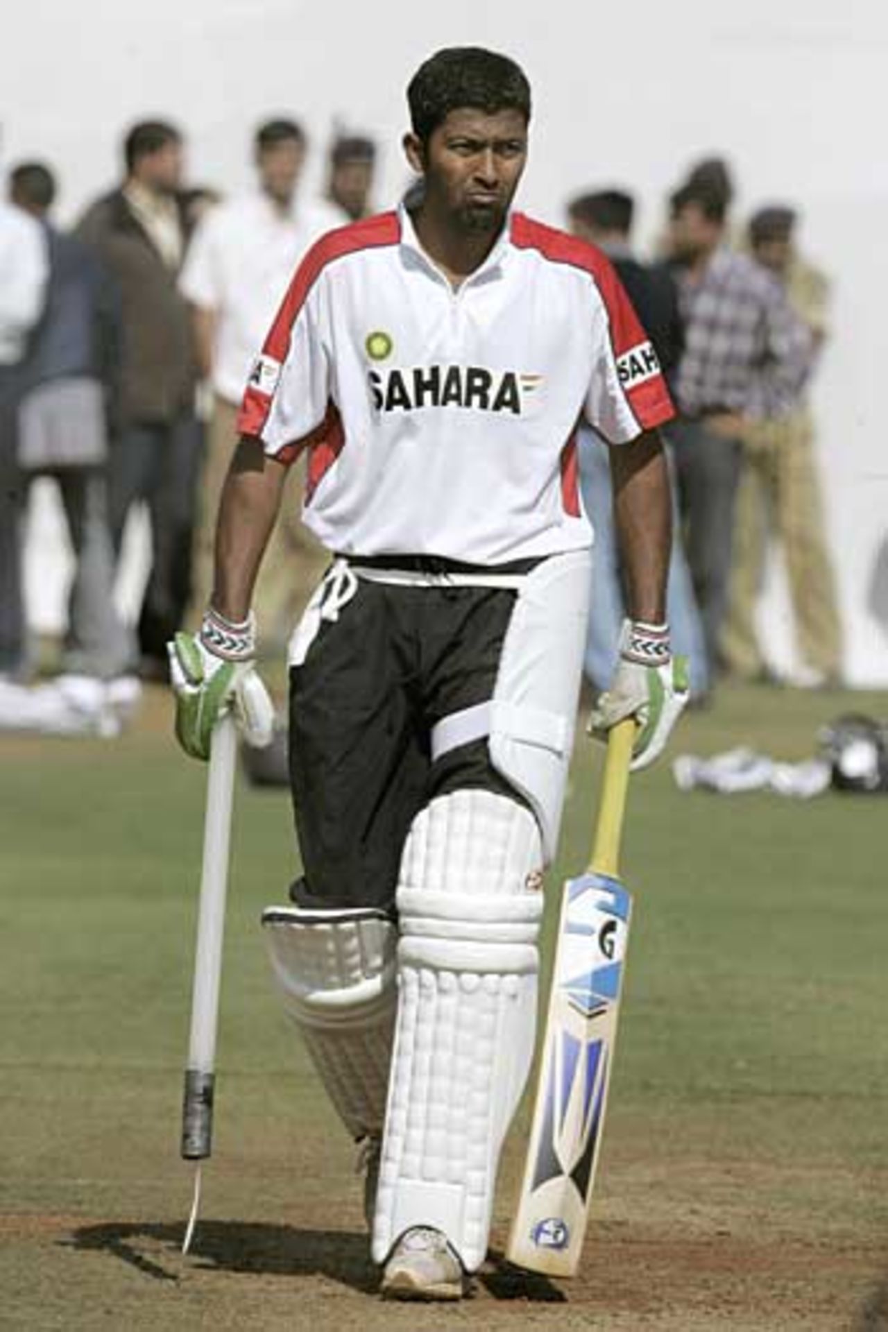 Wasim Jaffer in contemplative mood during a net session, Ahmedabad, December 17, 2005