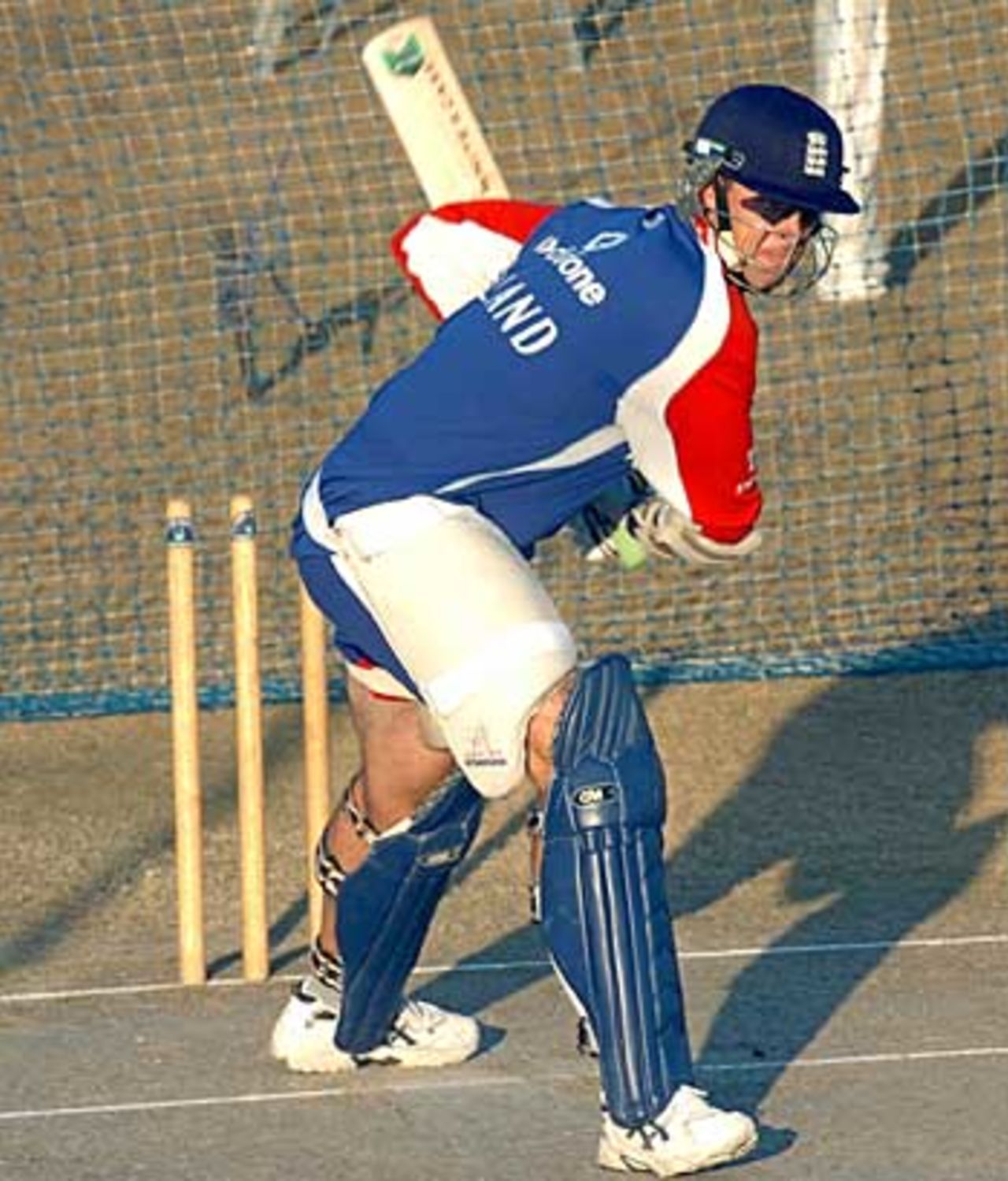 Marcus Trescothick hones his driving in the nets, Rawalpindi, December 17, 2005