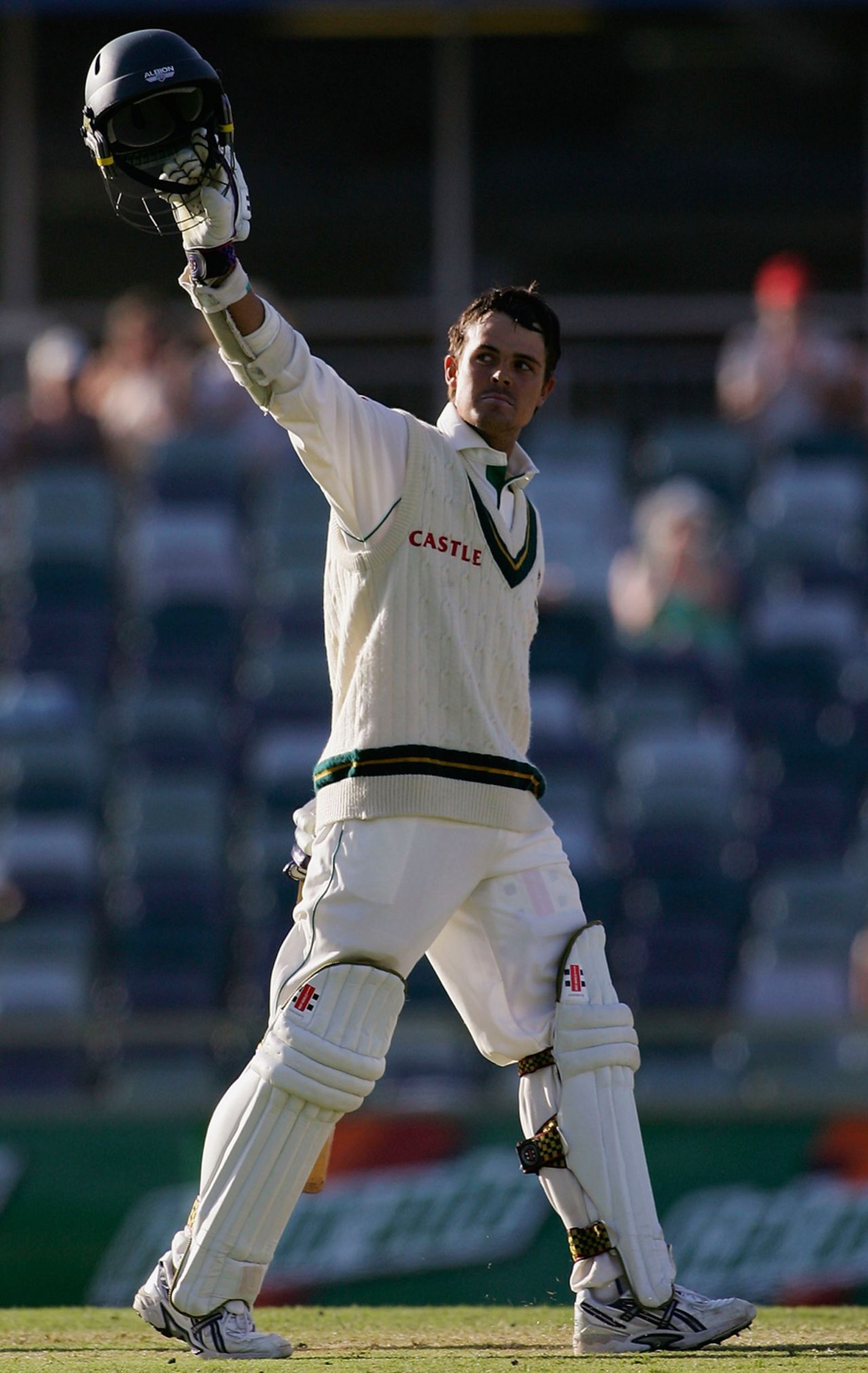 Jacques Rudolph celebrates a magnificent hundred, Australia v South Africa, 1st Test, Perth, 4th day, December 20, 2005
