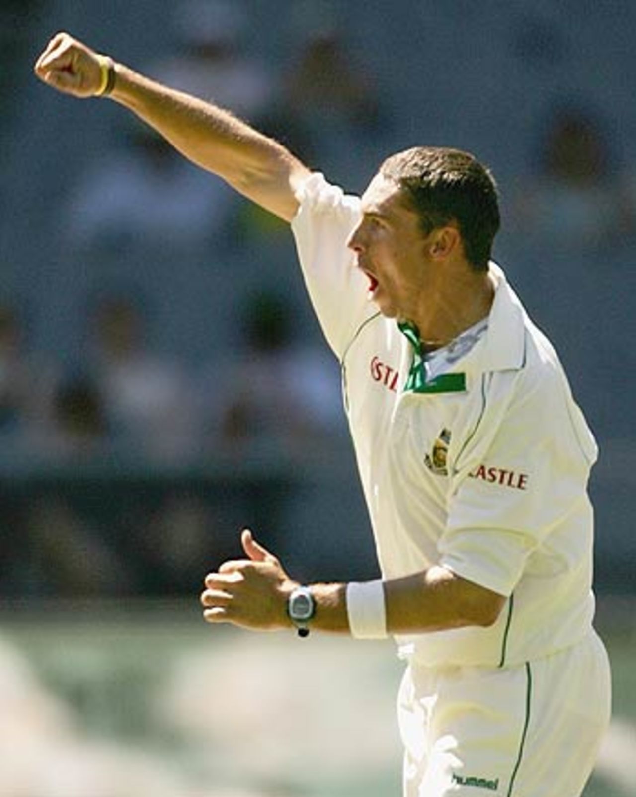 Andre Nel celebrates dismissing Brad Hodge, Australia v South Africa, 2nd Test, Melbourne, 4th day, December 29, 2005