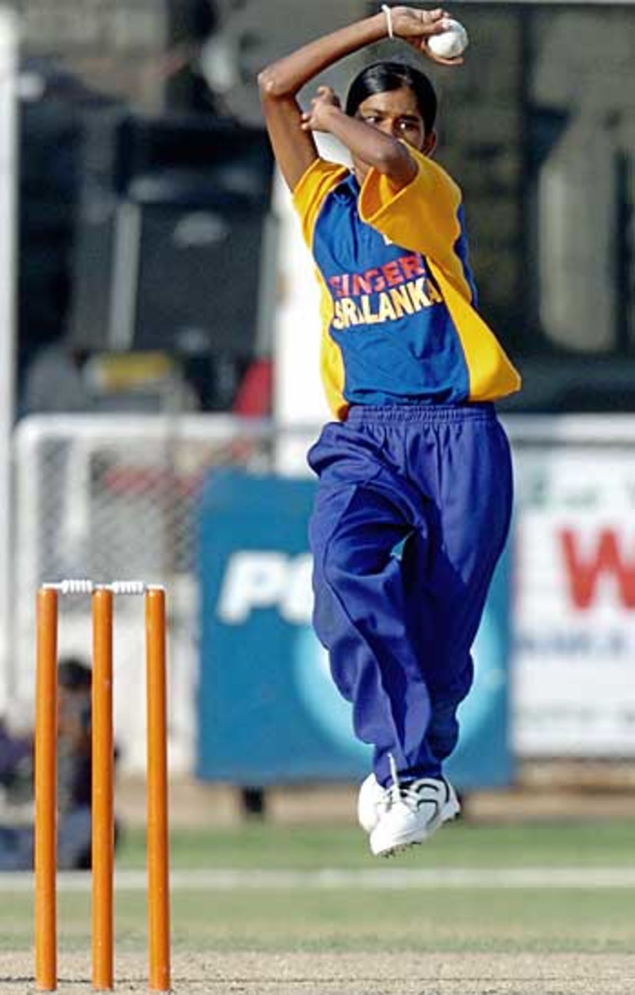 Dedunu Siriwardene runs in against India during the second women's Asia Cup match which India won by 10 wickets, India Women v Sri Lanka Women, Asia Cup, Karachi, December 29, 2005