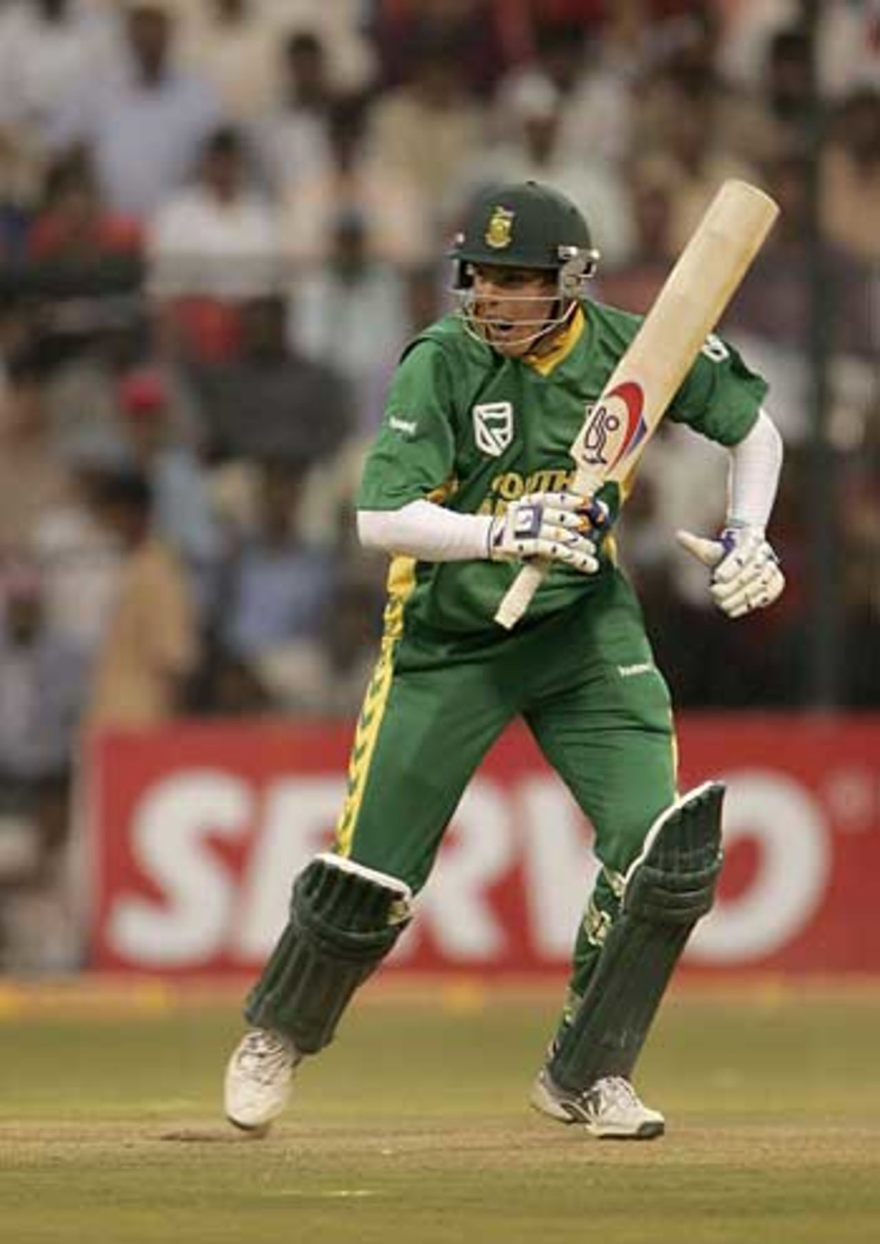 Johan Botha works the ball away as South Africa struggle for runs, India v South Africa, 2nd ODI, Bangalore, November 19, 2005