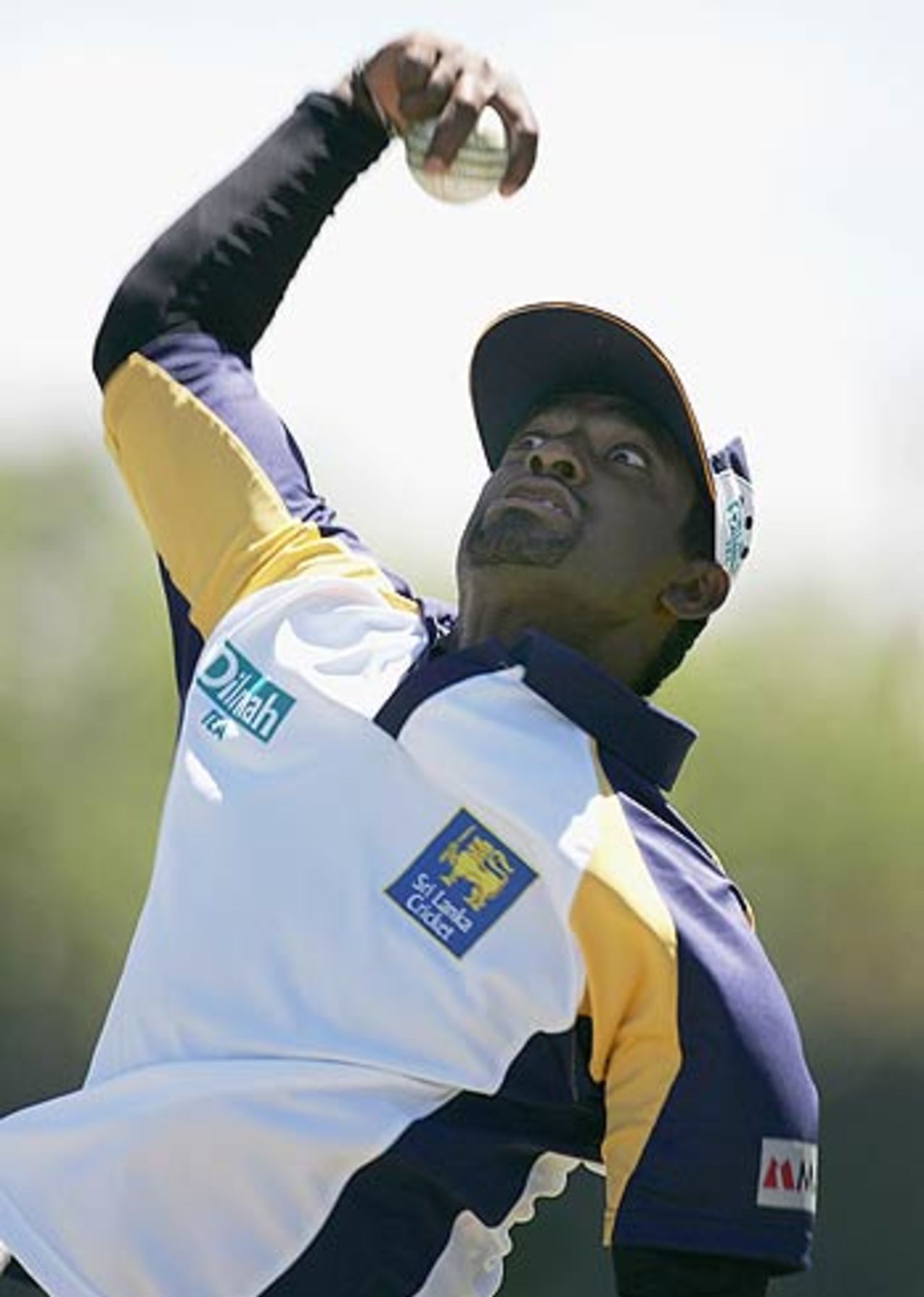 Muttiah Muralitharan sends down a delivery during practice, Jade Stadium, Christchurch, January 2, 2006
