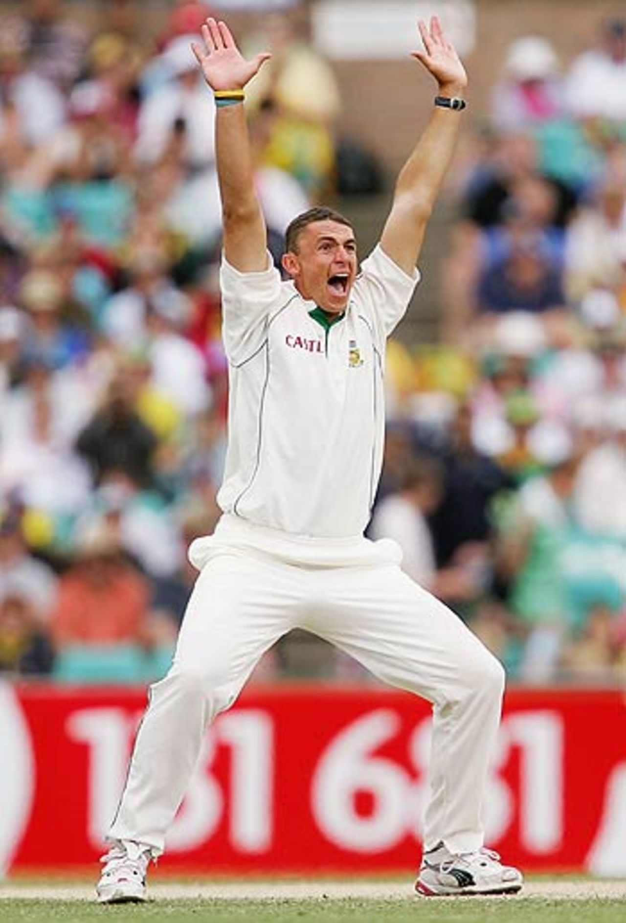 Andre Nel appeals confidently against Michael Hussey, Australia v South Africa, 3rd Test, Sydney, 3rd day, January 4, 2006