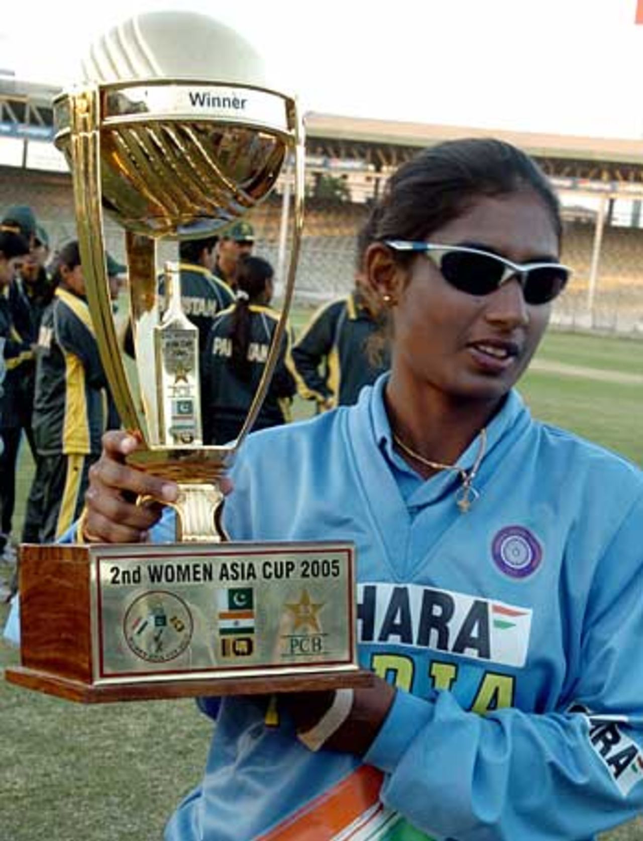 Mithali Raj with the Asia Cup following India's 97-run win over Sri Lanka, India Women v Sri Lanka Women, Asia Cup Final, Karachi, January 4, 2005