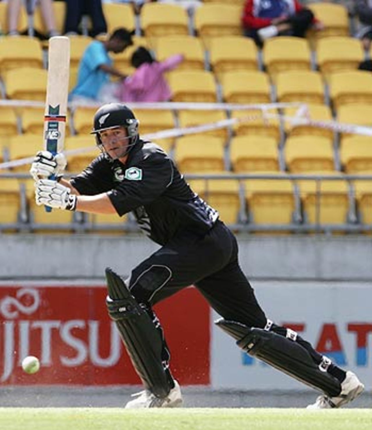 Peter Fulton plays one on the leg side on his way to 50, New Zealand v Sri Lanka, 3rd ODI, Wellington, January 6, 2006