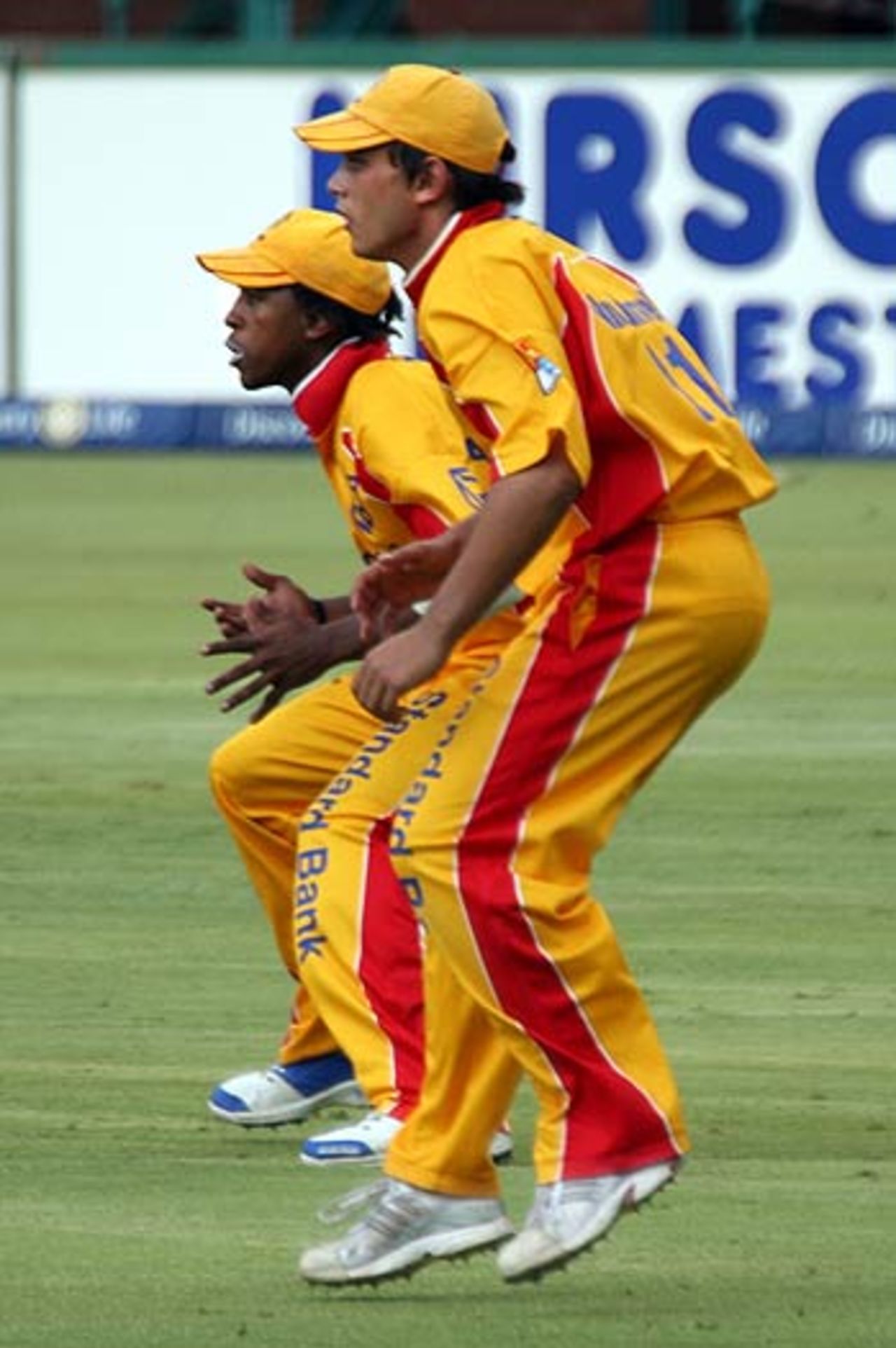 Lions fielders in attention, Standard Bank Cup Semi-Final, Lions v Eagles