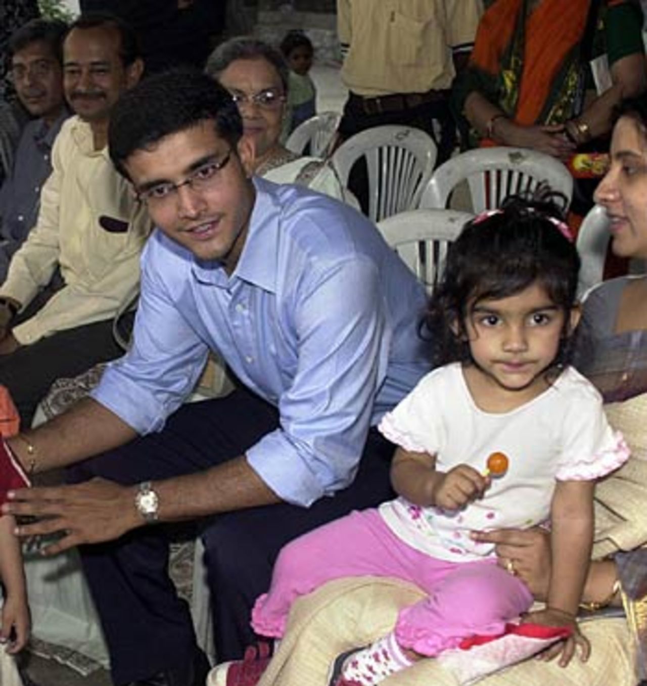 Sourav Ganguly with his wife and daughter