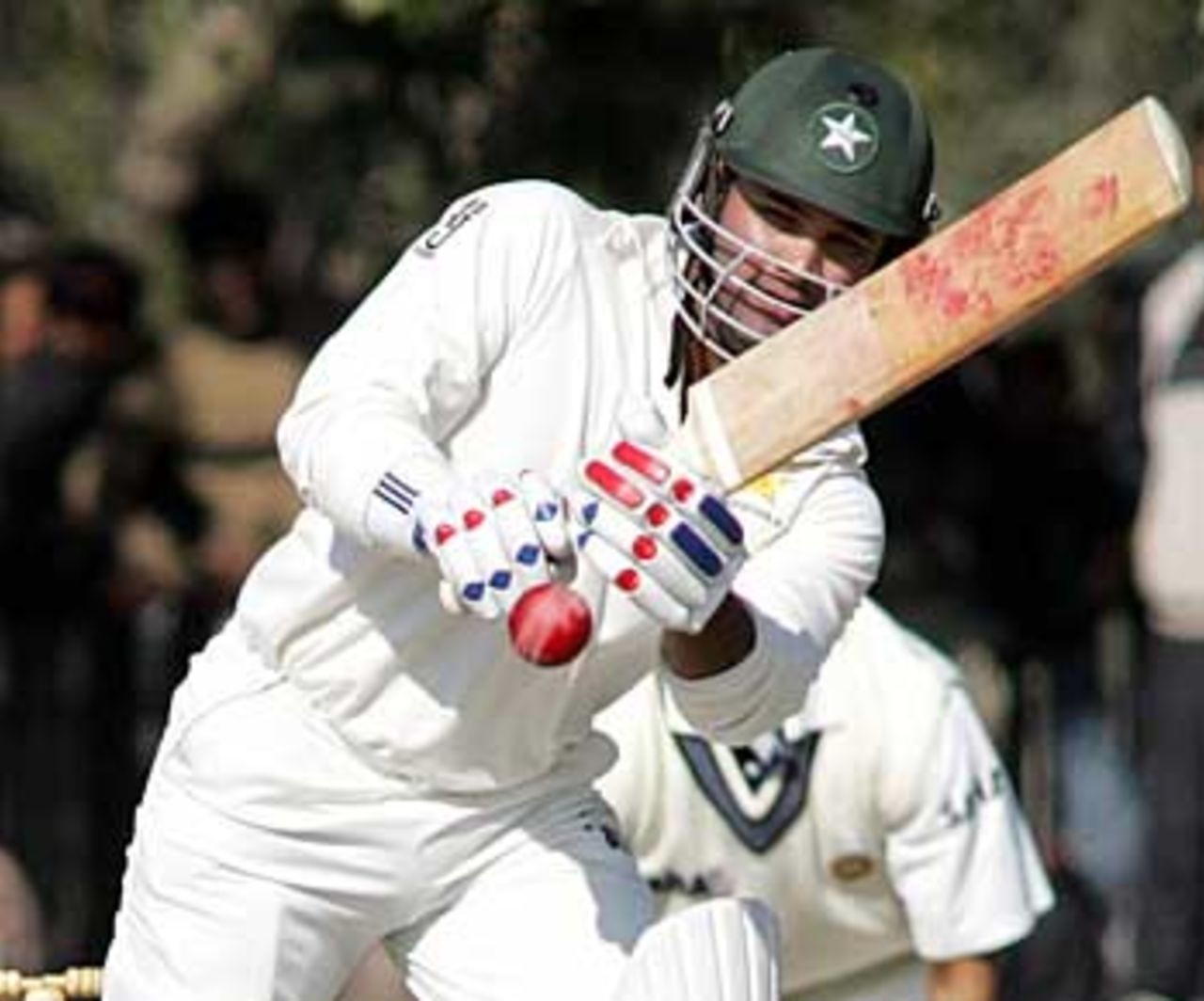 Imran Farhat clips one down the ground en route to making his hundred, Pakistan A v Indians, Tour match, Lahore, 2nd day, January 8, 2005