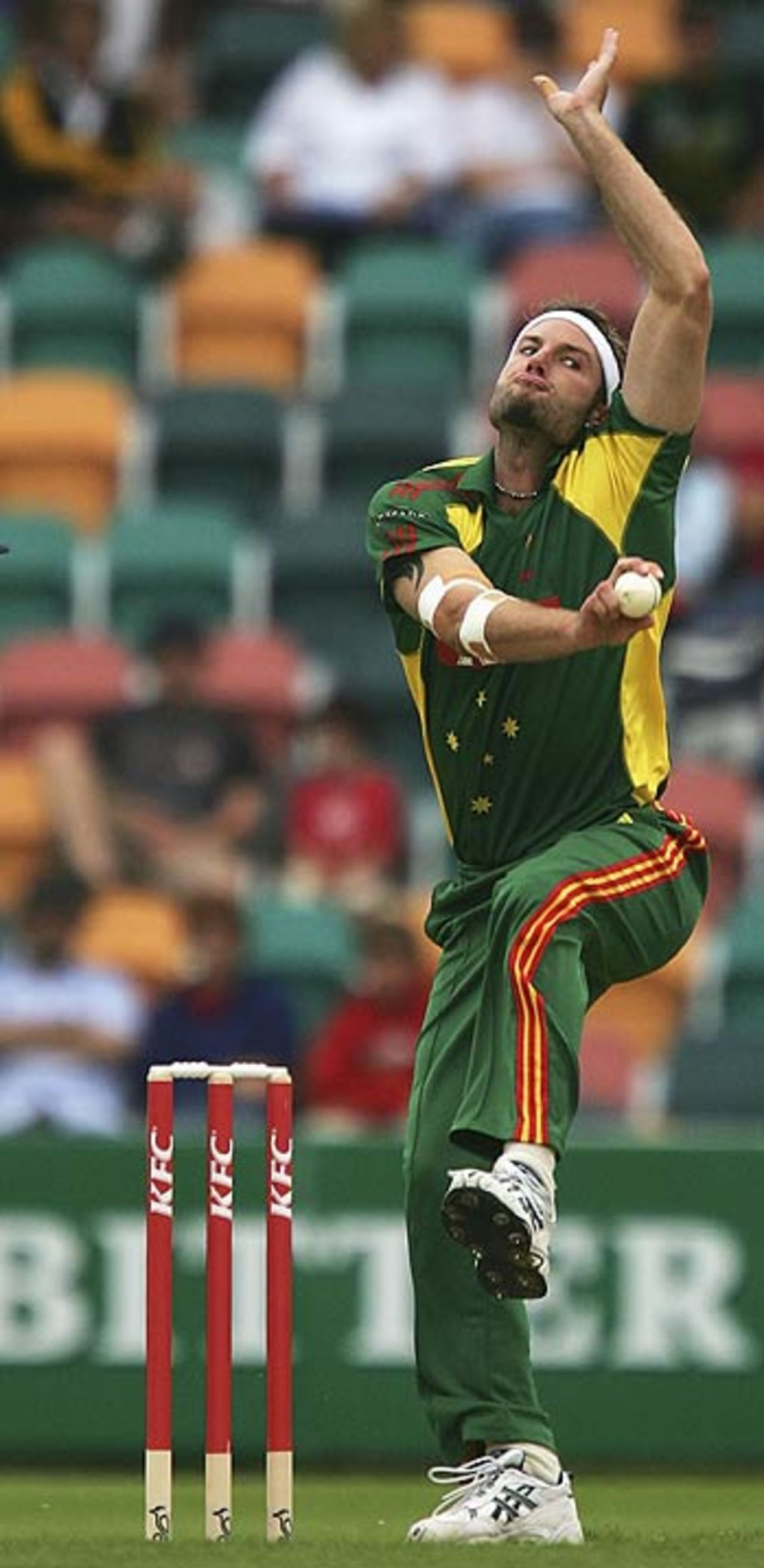 Tasmania's Adam Griffith had the ruffling figures of 0 for 36 from 4 overs, Tasmania v New South Wales, Australian Twenty20 Competition, Group B, Bellerive Oval, Hobart, January 10, 2005