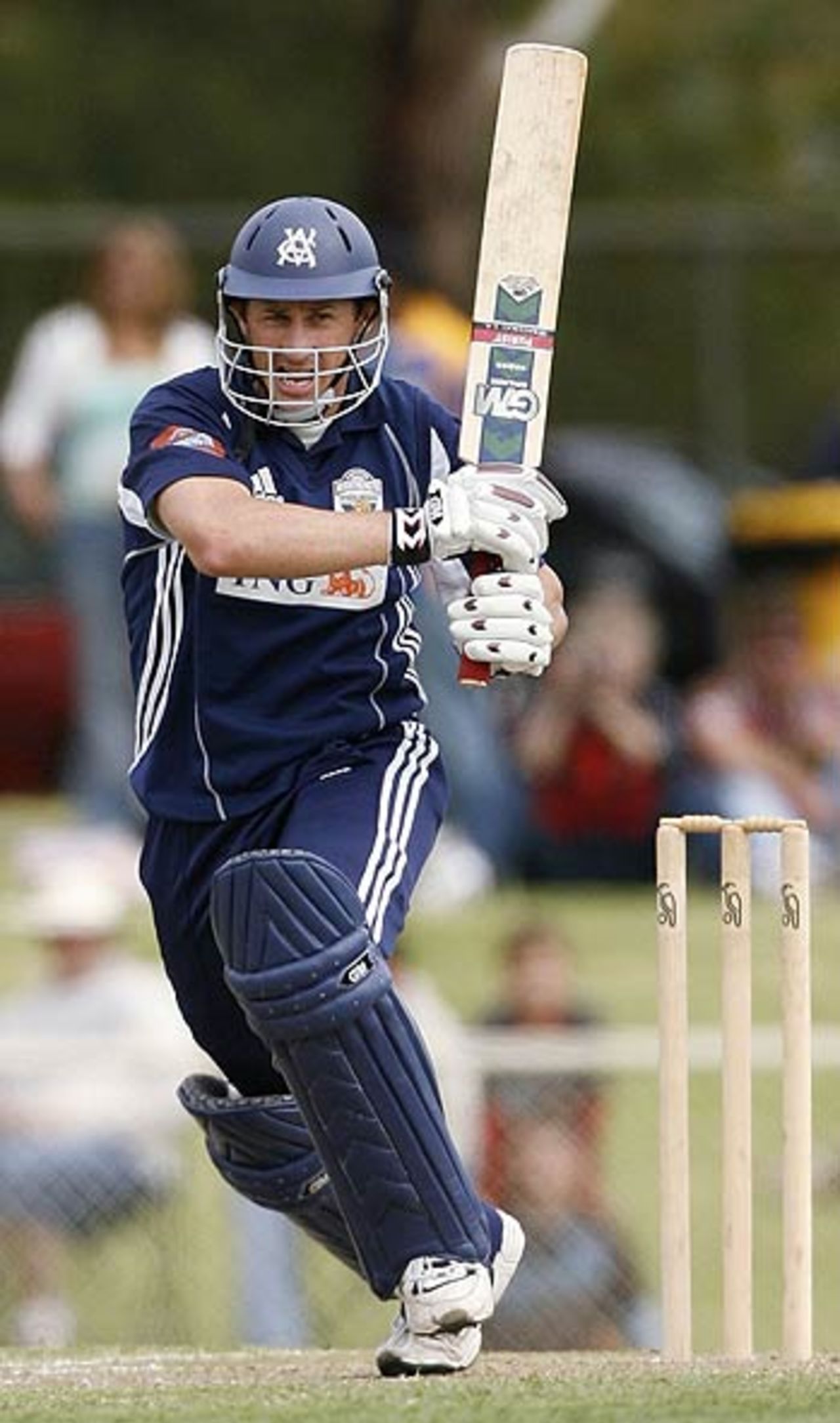 David Hussey plays on the on-side, Victoria v Sri Lankans, Central Reserve, Melbourne, 2005-06