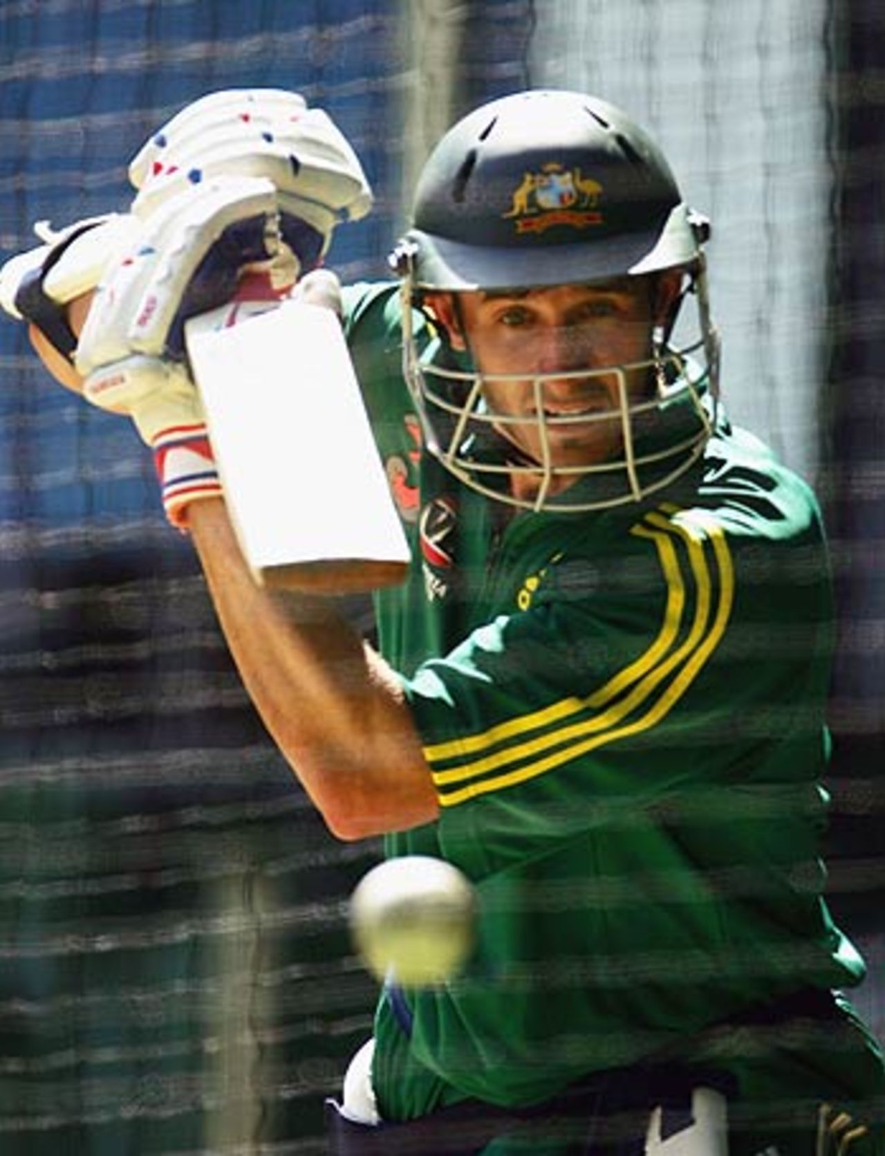 Michael Hussey puts in time at the nets ahead of the VB Series, Telstra Dome, Melbourne, January 12, 2006