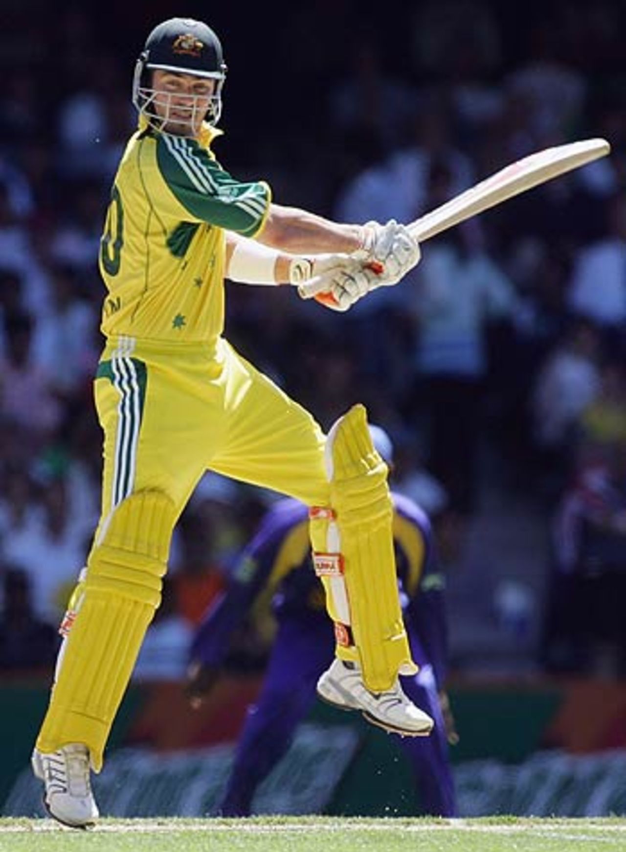 Damien Martyn on the attack, Australia v Sri Lanka, VB Series, Docklands Stadium, Melbourne, January 13, 2006