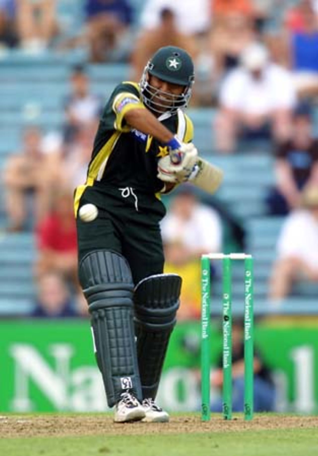 Pakistan opening batsman Saeed Anwar negotiates a short rising delivery during his innings of 48. 1st One-Day International: New Zealand v Pakistan at Eden Park, Auckland, 18 February 2001.