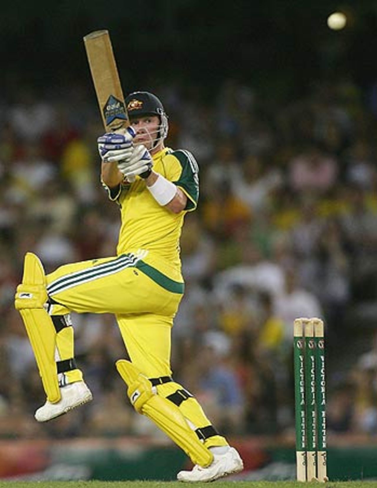 Michael Clarke plays a shot during his innings of 34, Australia v South Africa, VB Series, Telstra Dome, Melbourne, January 20, 2006