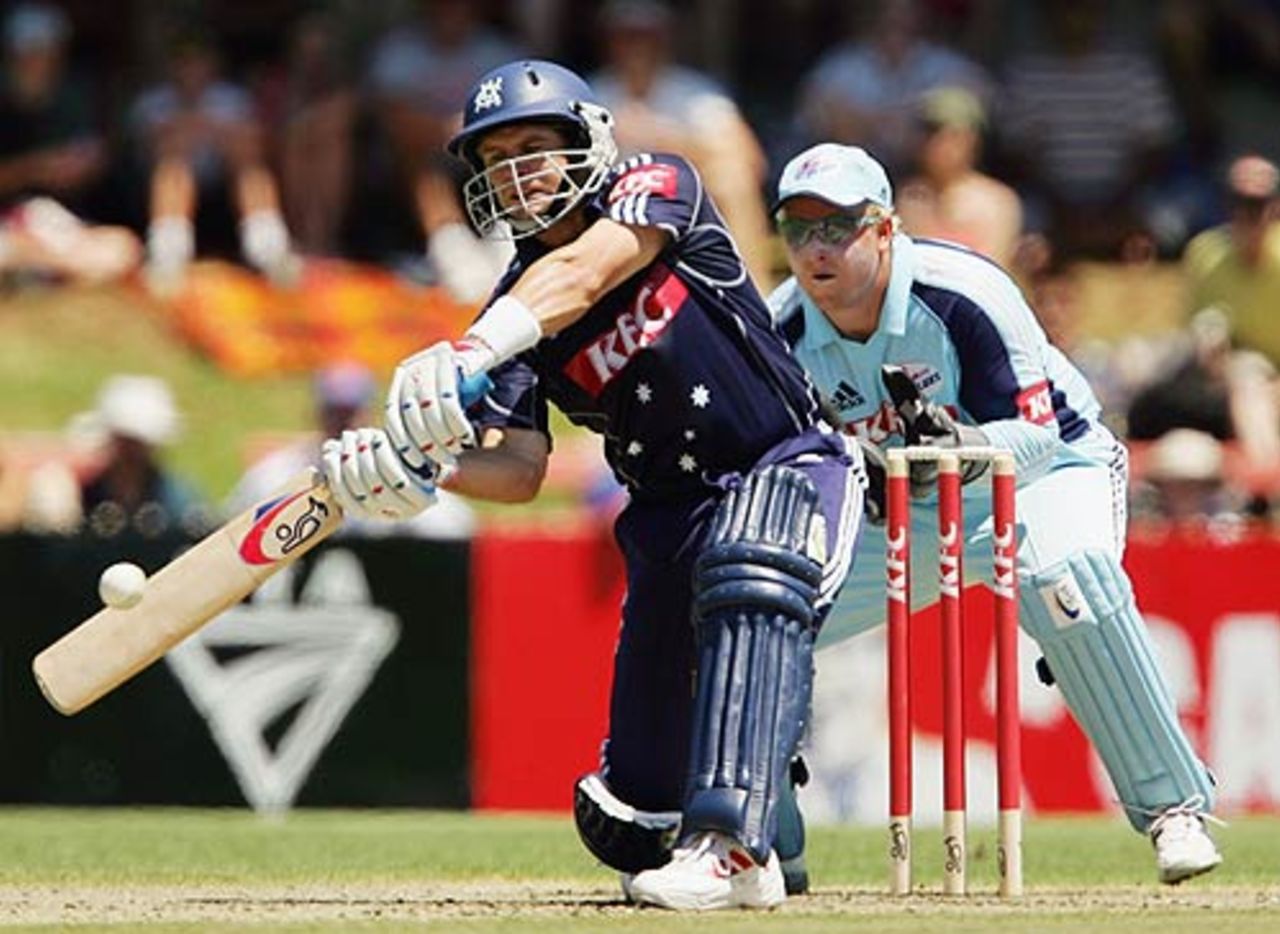 Brad Hodge on the attack - he hit seven sixes - against NSW, New South Wales v Victoria, Twenty20 Final, Sydney, January 21, 2006