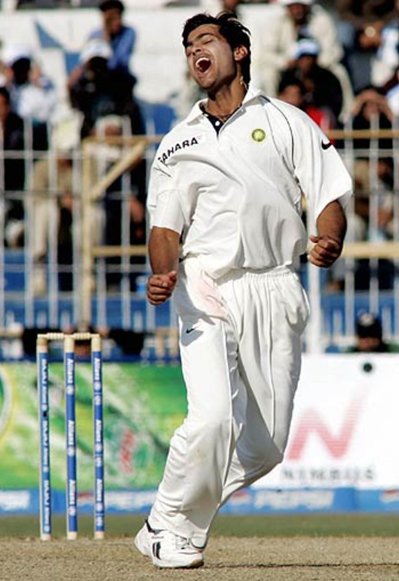 Rudra Pratap Singh celebrates the wicket of Mohammad Yousuf , Pakistan v India, 2nd Test, Faisalabad, 1st day, January 21, 2006