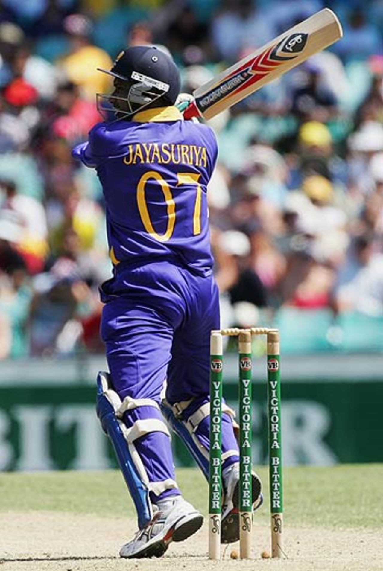 Sanath Jayasuriya lashes out during his hundred in his comeback match, Australia v Sri Lanka, VB Series, Sydney, January 22, 2006