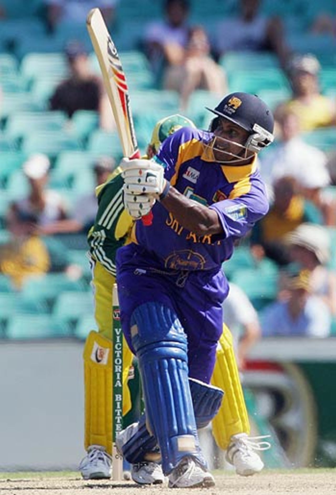 Sanath Jayasuriya whips one over midwicket, Australia v Sri Lanka, VB Series, Sydney, January 22, 2006