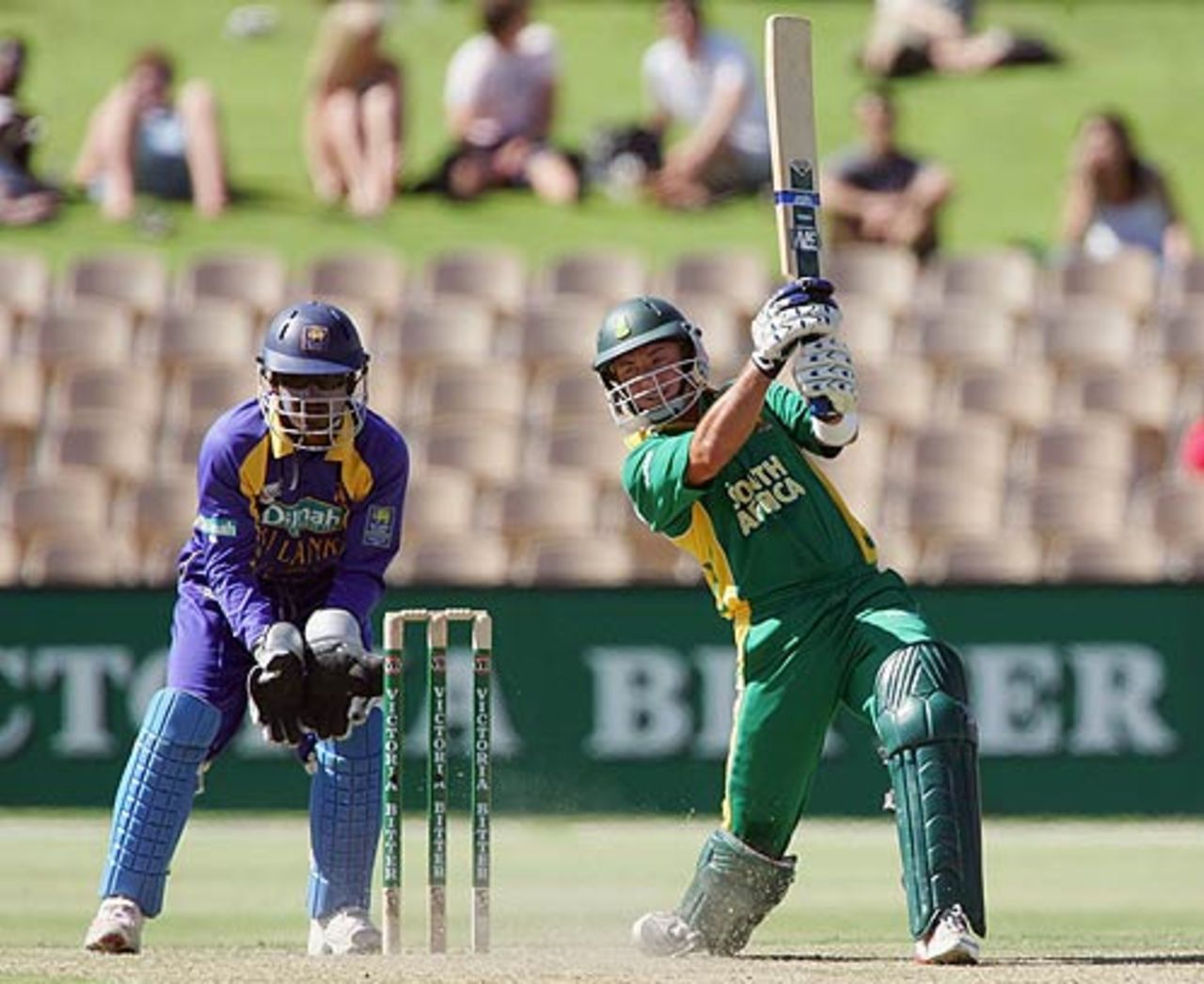 Herschelle Gibbs drives during his 68, South Africa v Sri Lanka, 6th match, VB Series, Adelaide, January 24, 2006
