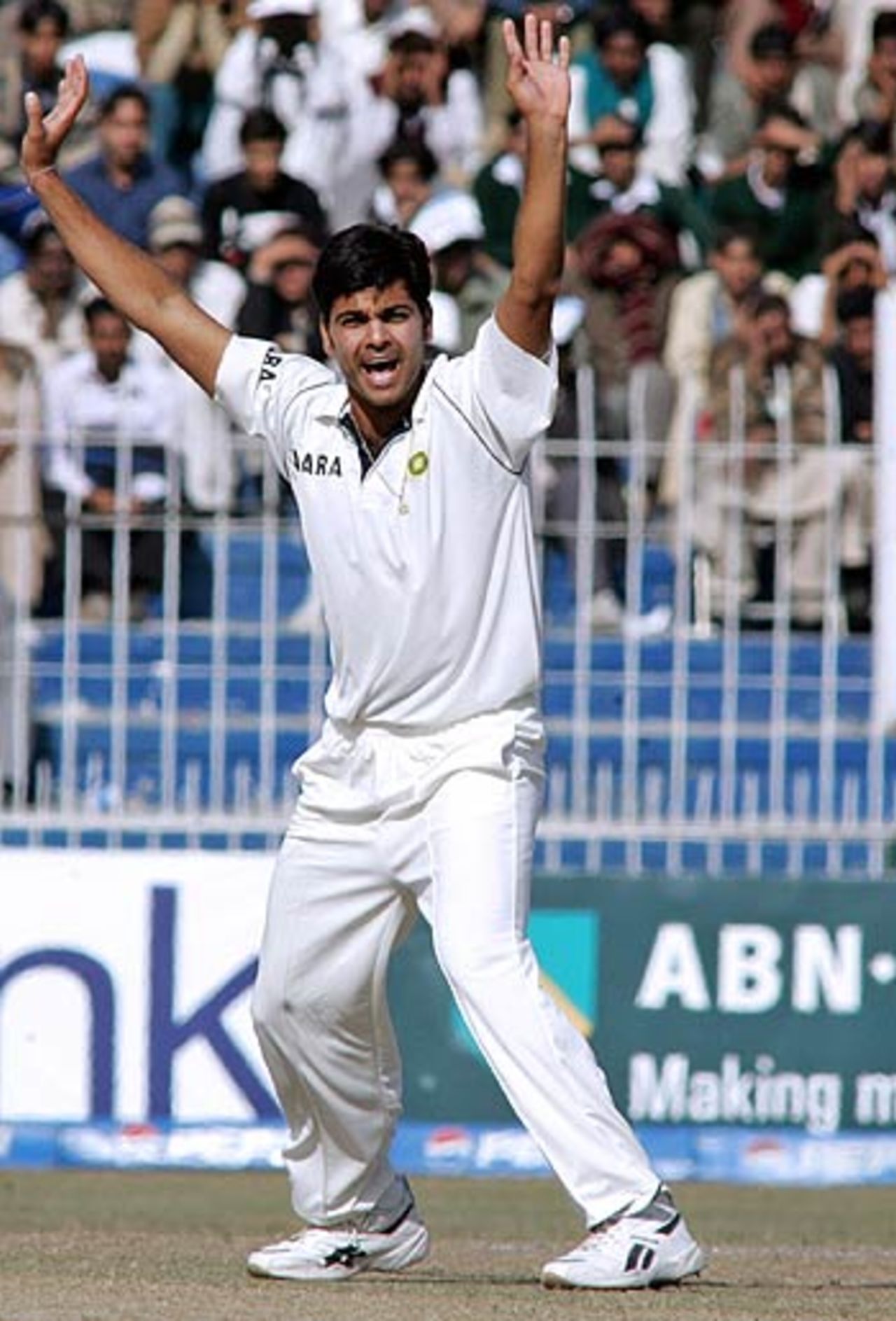 Rudra Pratap Singh appeals during Pakistan's second innings, Pakistan v India, 2nd Test, 4th day, Faisalabad, January 24 2006