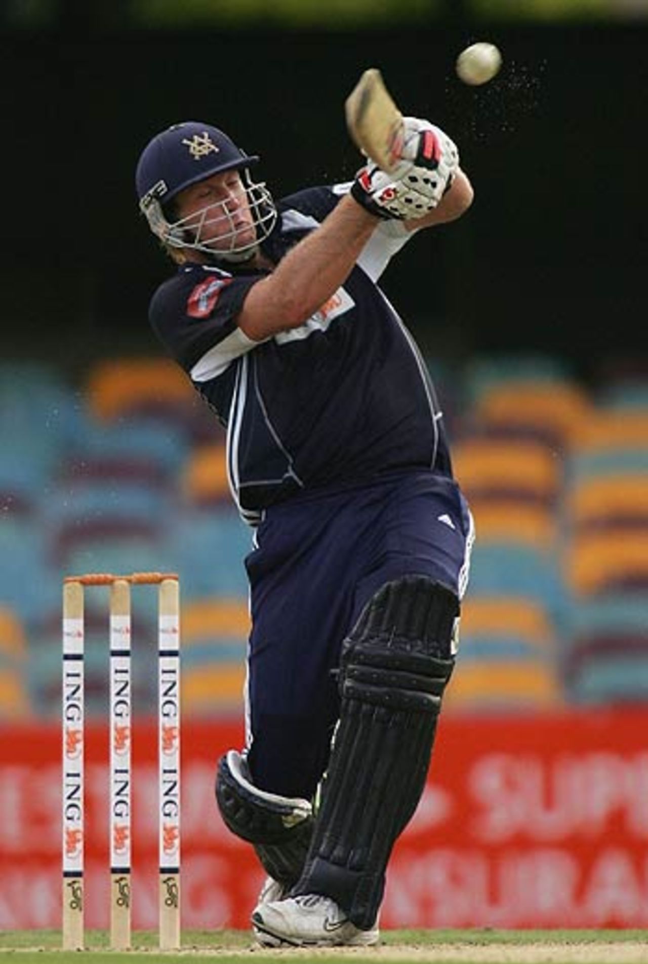 Cameron White hits a six during his innings of 85, 
Queensland v Victoria, ING Cup, Woolloongabba, Brisbane, January 25 2006