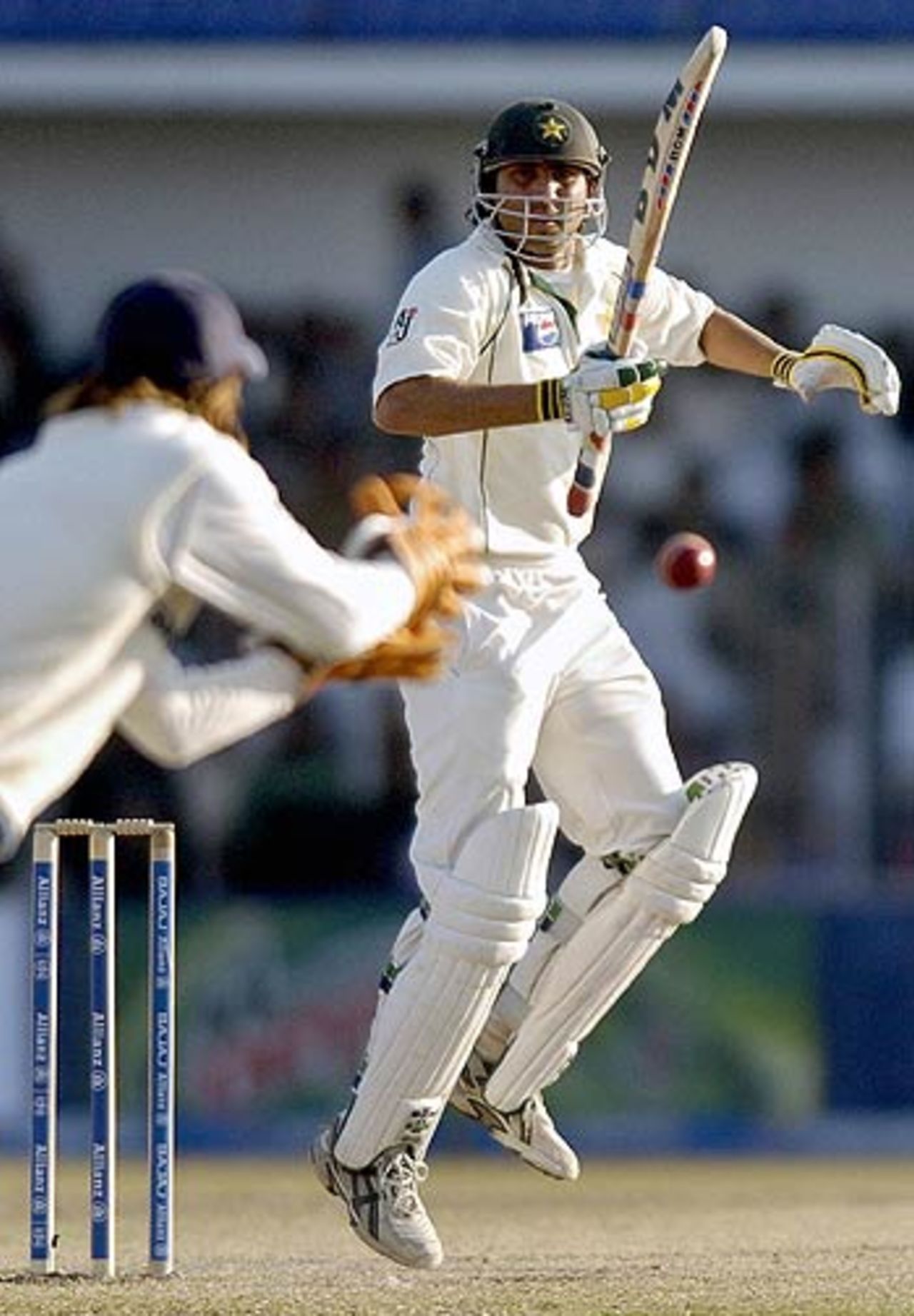 Younis Khan edges the ball, Pakistan v India, 2nd Test, 5th day, Faisalabad, January 25 2006