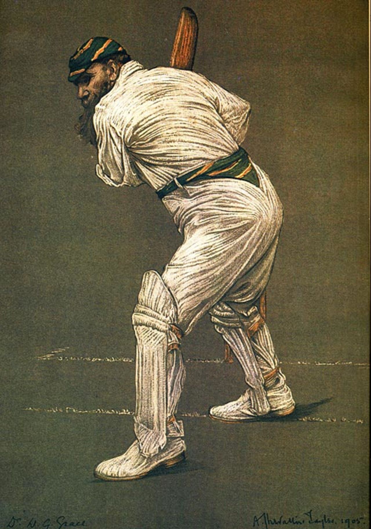 WG Grace in London County colours as depicted by Albert Chevallier Tayler in 1905