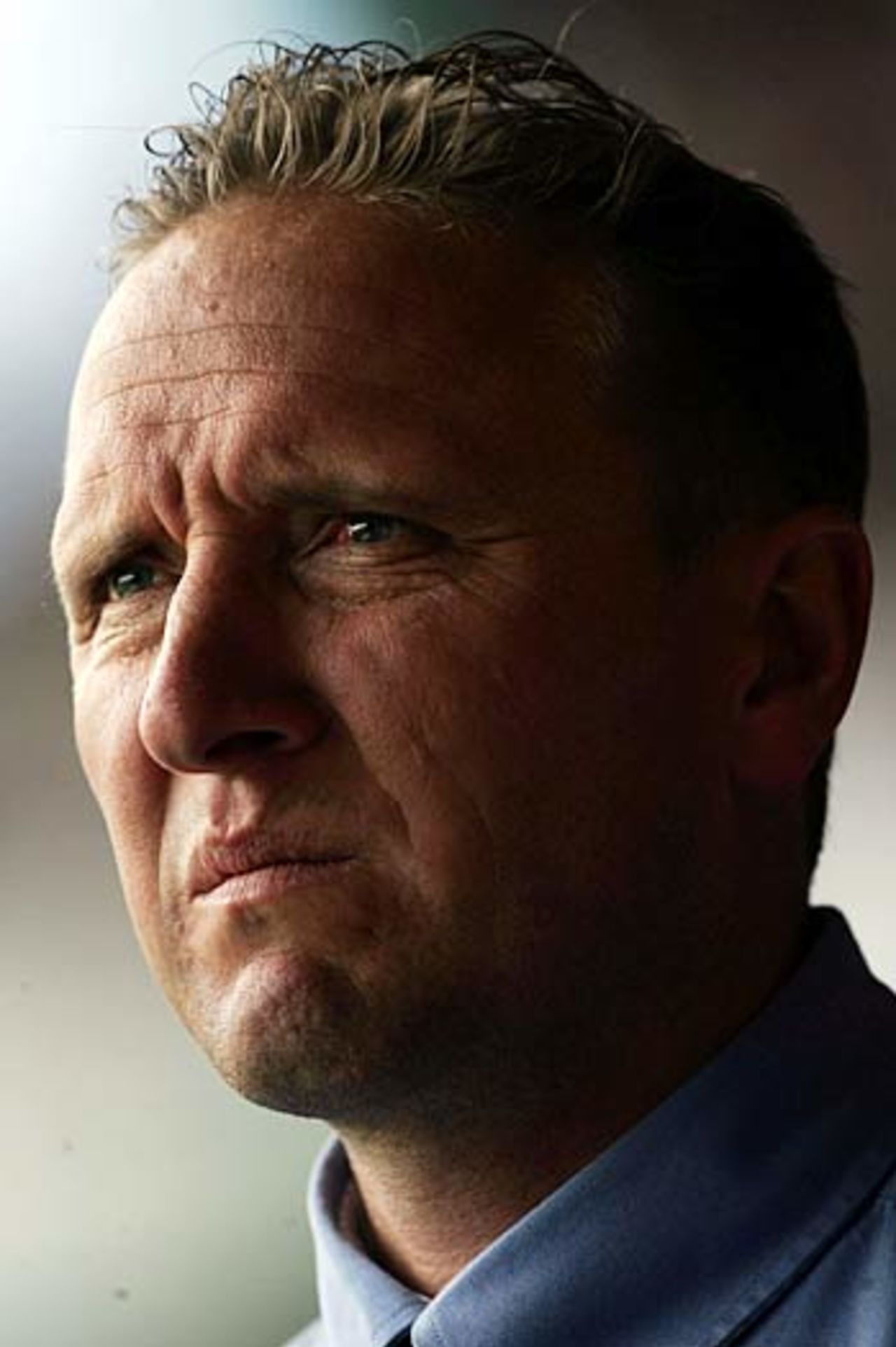 A pensive Allan Donald watches the Cape Town Test, January 2005