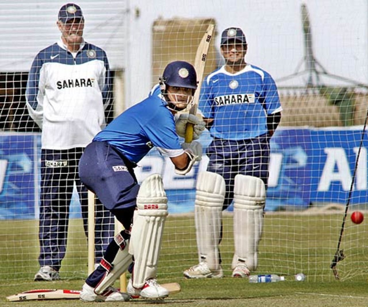 Sourav Ganguly practices at the nets before the final Test at Karachi, January 28 2006