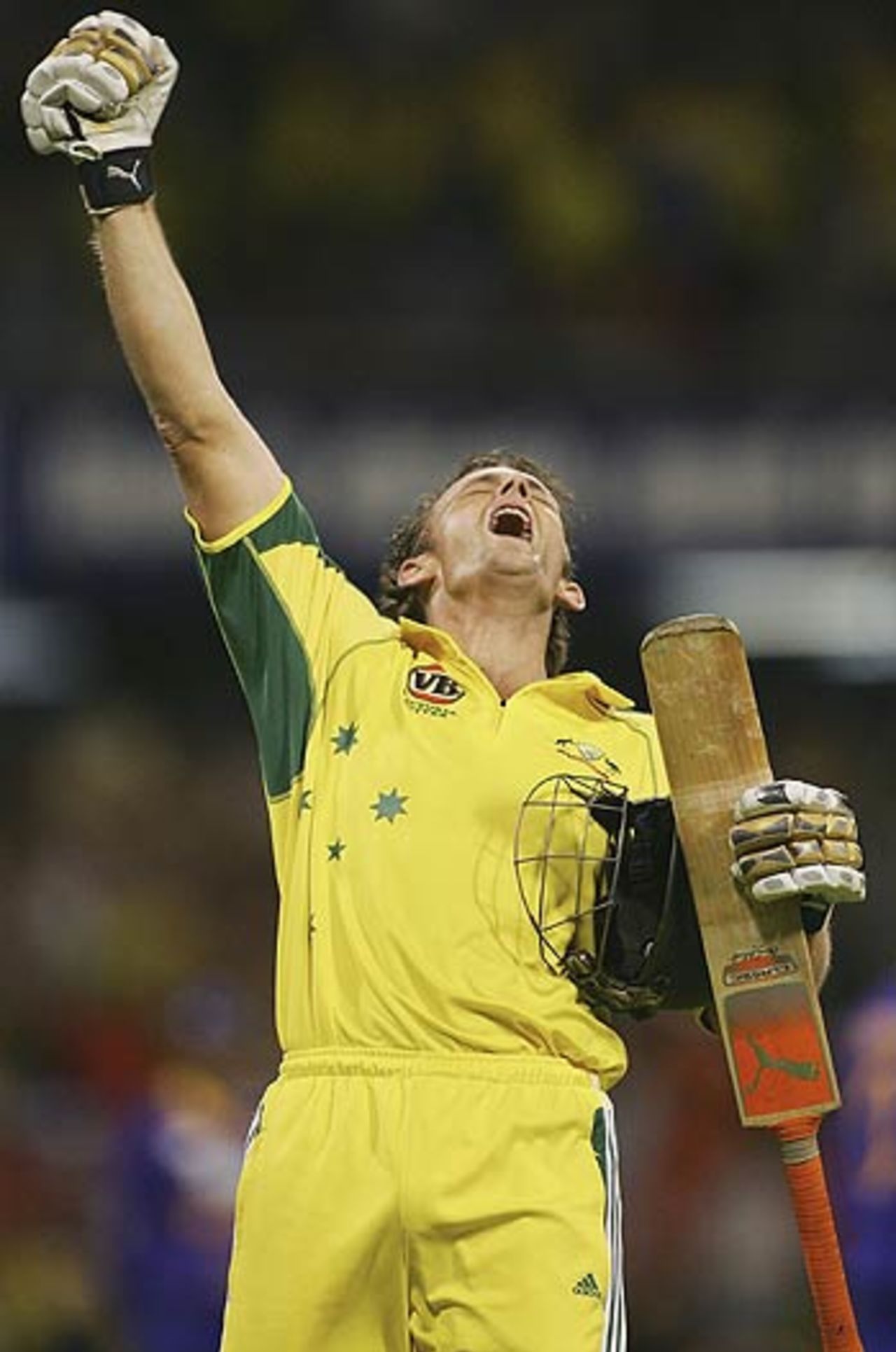 Adam Gilchrist revels in a moment of glory, Australia v Sri Lanka, 8th Match, VB Series, Perth, January 29, 2006