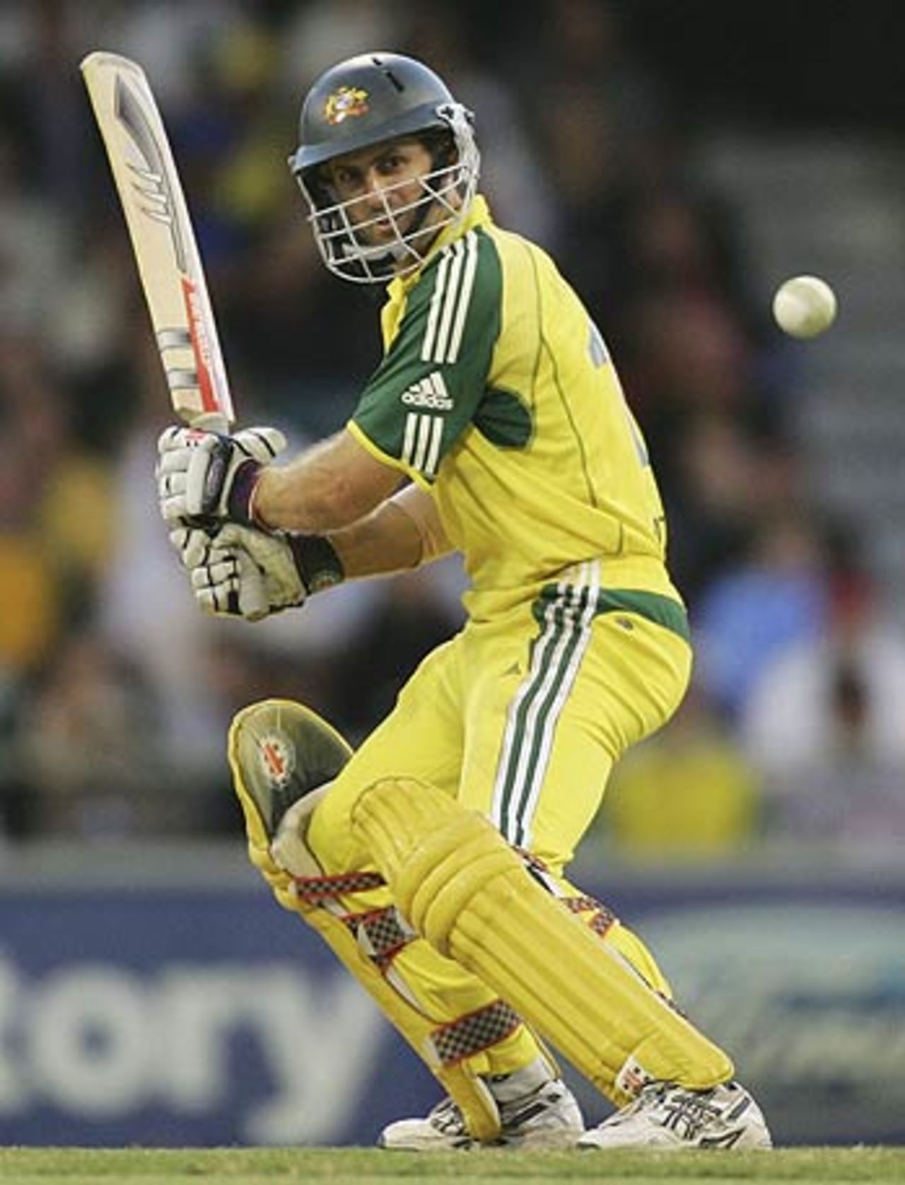 Simon Katich plays one during his vital 82, Australia v Sri Lanka, 8th Match, VB Series, Perth, January 29, 2006