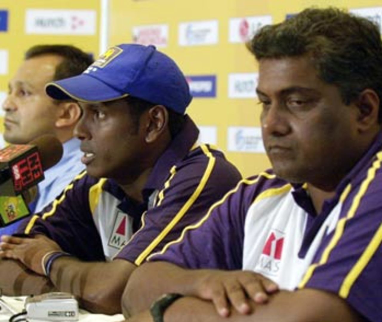 Sri Lanka's Under-19 captain Angelo Mathews addresses a press conference, Colombo, January 30, 2006