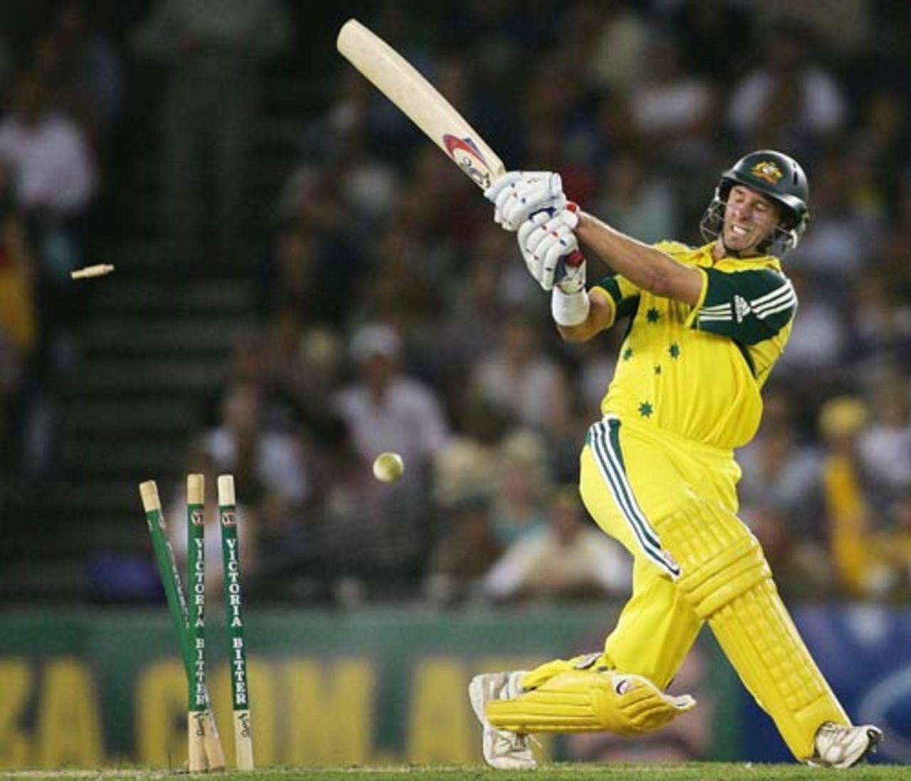 Mike Hussey's aggressive knock comes to an end, Australia v South Africa, VB Series, Melbourne, February 3, 2006