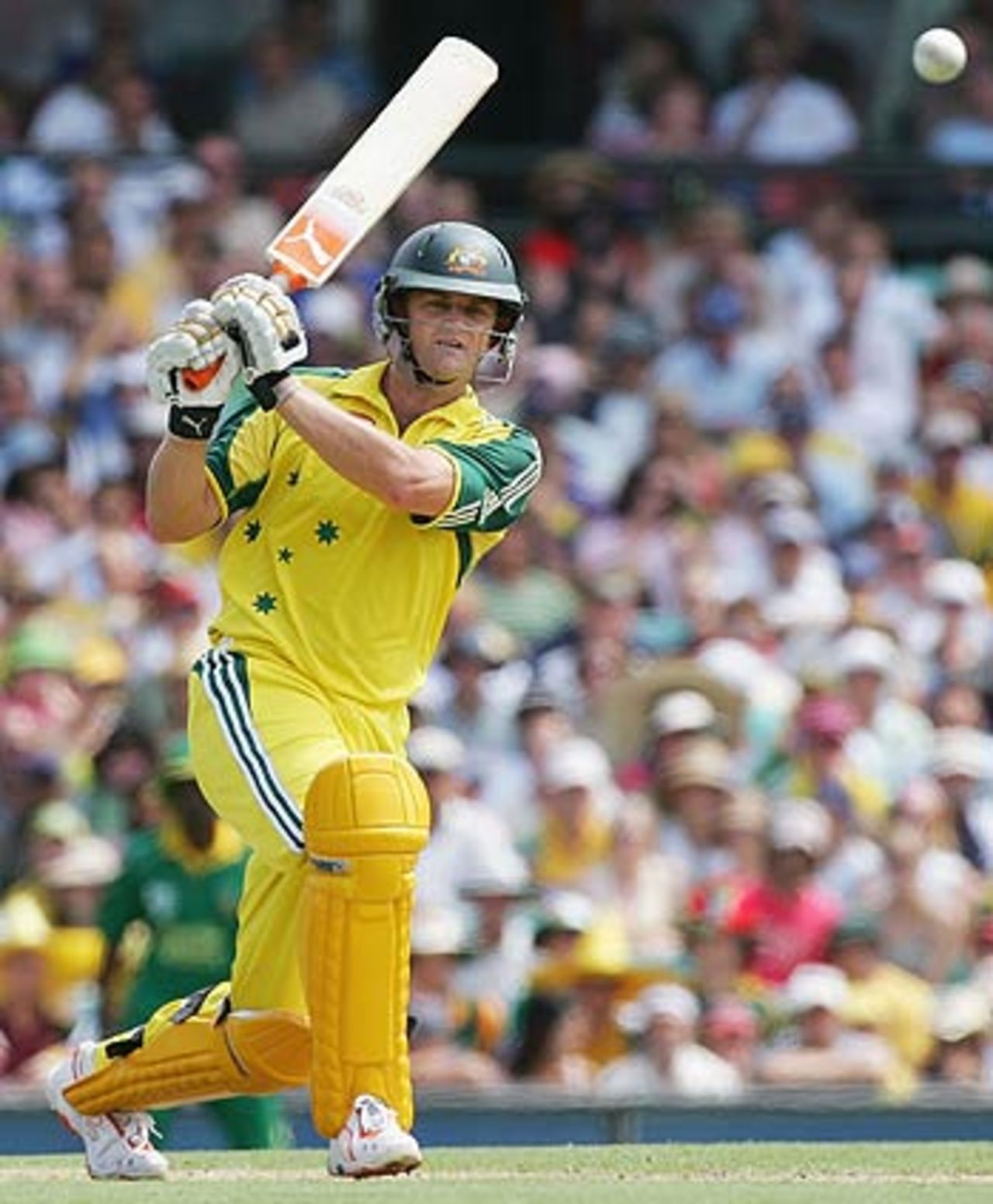Adam Gilchrist drives during his 88 at Sydney, Australia v South Africa, VB Series, Sydney, February 5, 2006