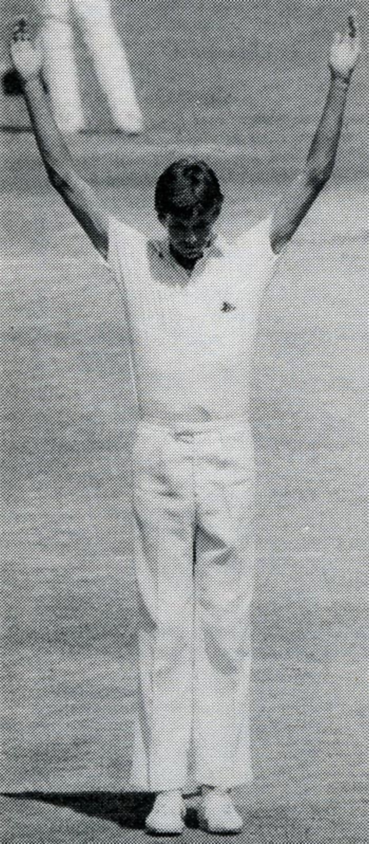 Neil Foster celebrates - he took 11 for 163 in the match, India v England. 4th Test, Madras, January 16, 1984