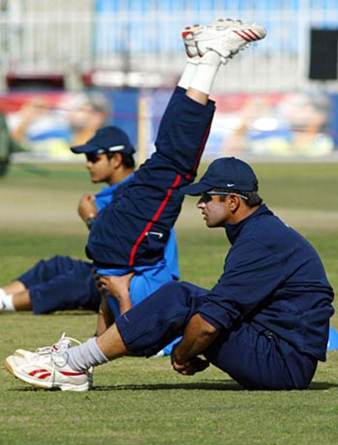 Rahul Dravid takes some time to contemplate during practice, Rawalpindi, February 10, 2006