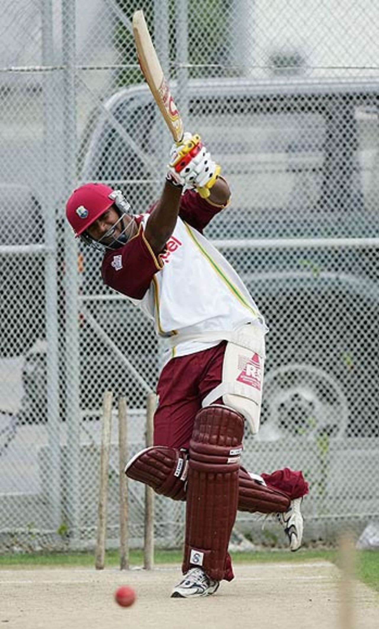 Daren Ganga bats at the nets during a practice session, Eden Park, Auckland, February 11 2006