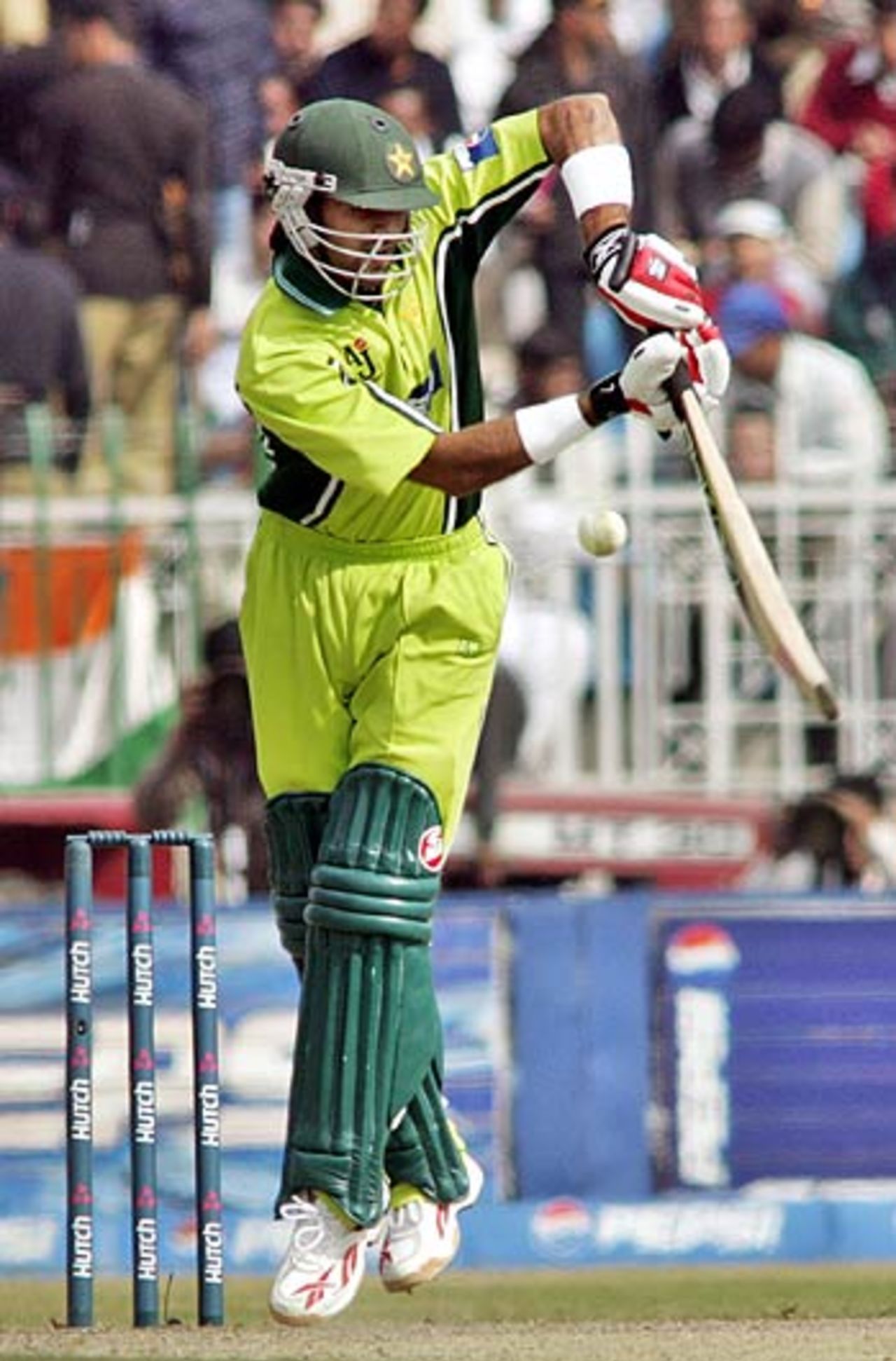 Shoaib Malik glances the ball down the leg side, Pakistan v India, 2nd ODI, Rawalpindi, February 11 2006 