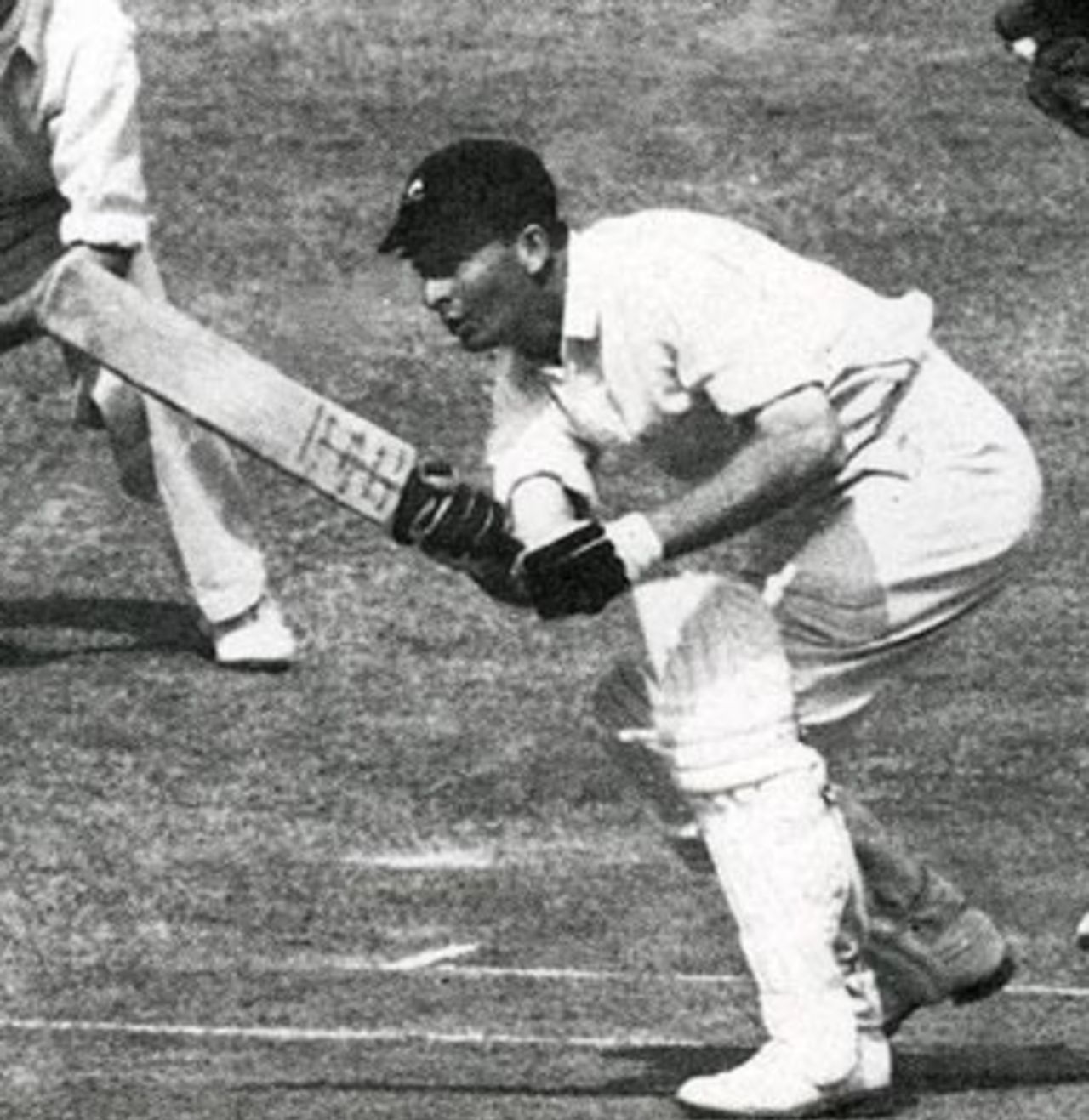 Bruce Mitchell pushes a single to reach his second-innings hundred against England at The Oval - he also made a century in the first, England v SOuth AFrica, 5th Test, The Oval, August 1947