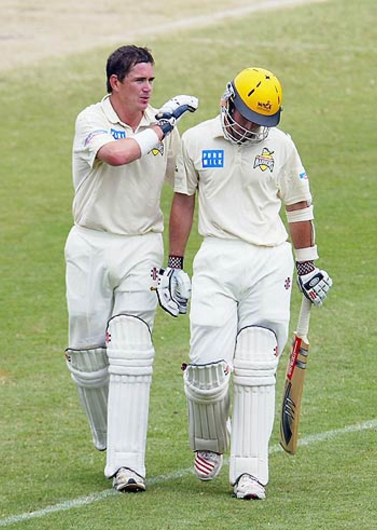 Marcus North consoles Luke Ronchi after he was dismissed for 100, New South Wales v Western Australia, Pura Cup, Sydney Cricket Ground, February 15, 2006