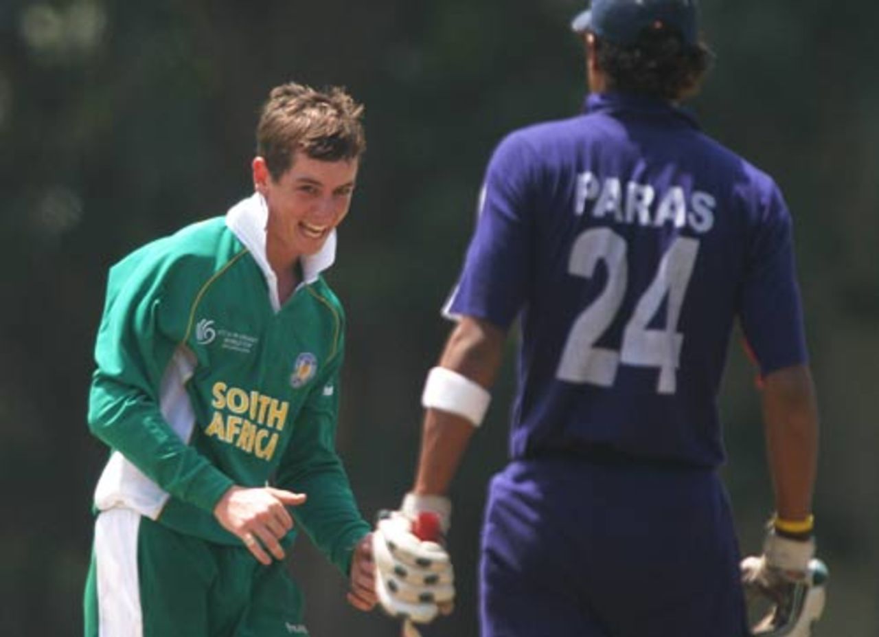 Jean Symes celebrates the dismissal of Paras Khadka, South Africa v Nepal, Under-19 World Cup, Colombo, February 16, 2006