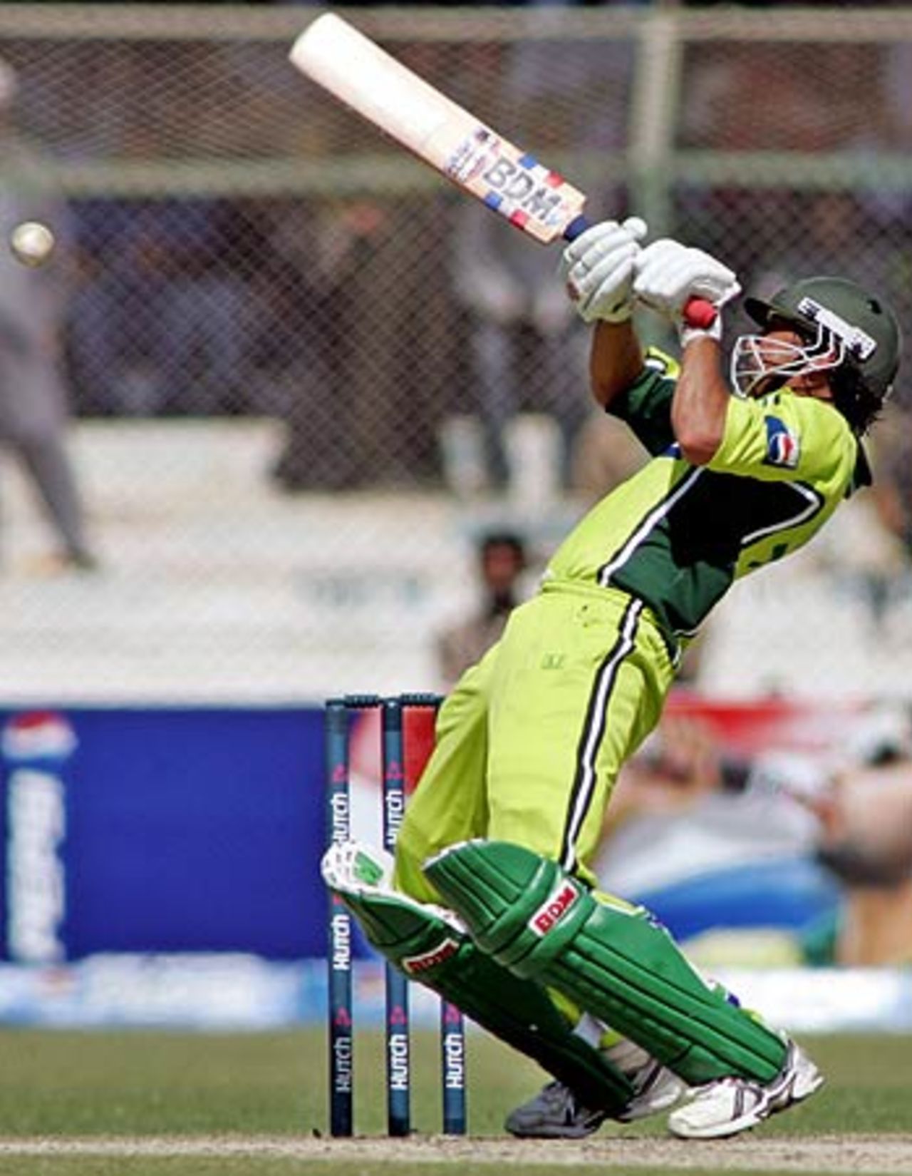 Younis Khan plays a rising delivery on the off side, Pakistan v India, 5th ODI, Karachi, February 19 2006