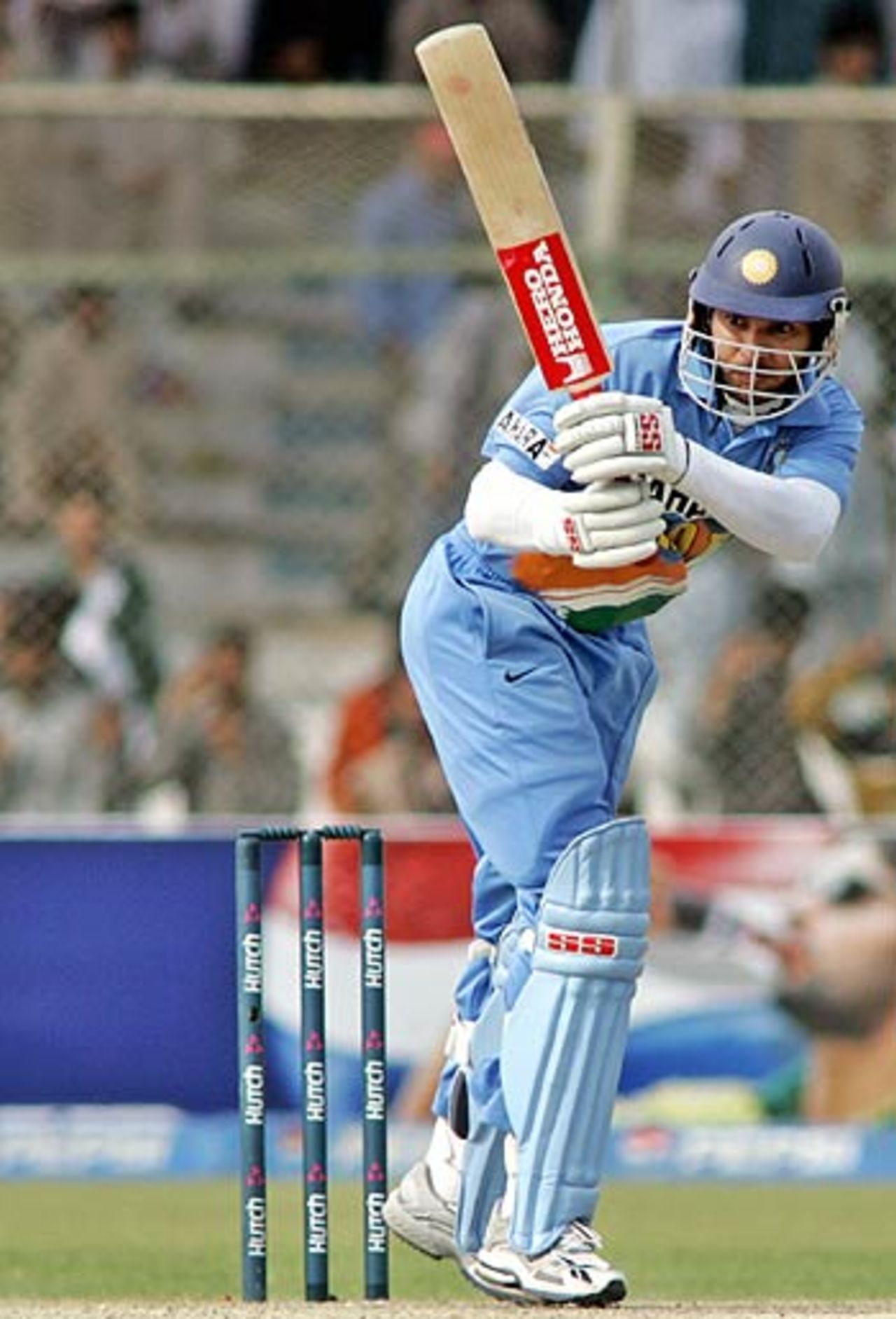 Yuvraj Singh plays down the on side, Pakistan v India, 5th ODI, Karachi, February 19 2006