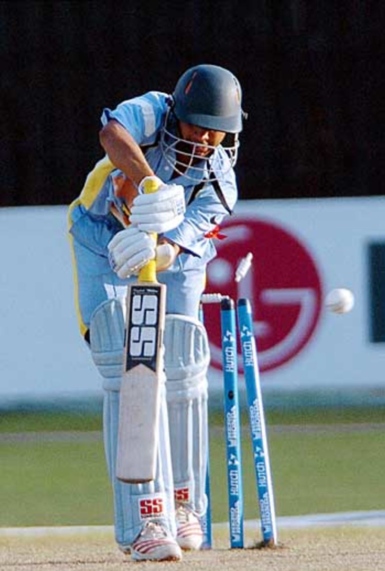 Ravikant Shukla is clean bowled, India v Pakistan, Under-19 World Cup final, Colombo, February 19, 2006