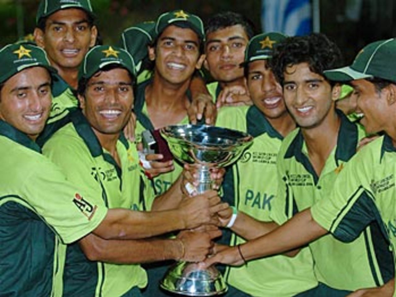 Pakistans players celebrate after beating India in the U-19 World Cup final, India v Pakistan, Under-19 World Cup final, Colombo, February 19, 2006