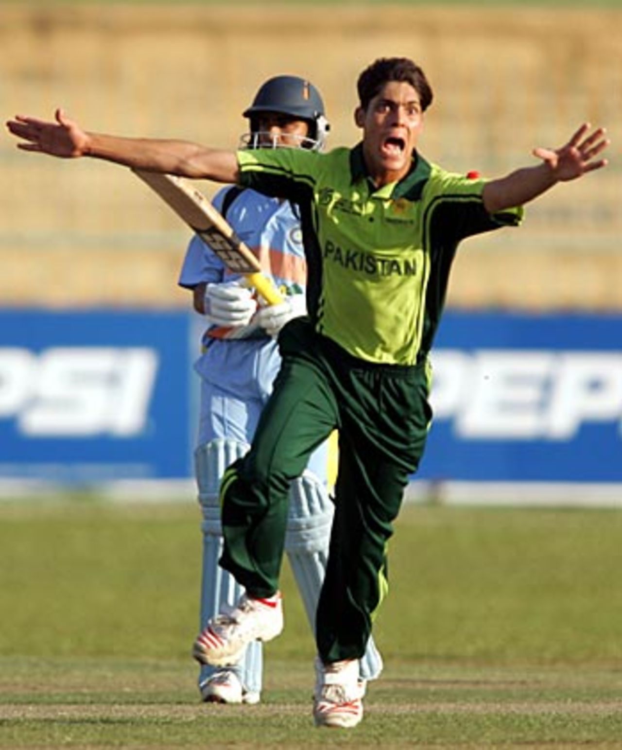 Anwar Ali, who took 5 for 35, the best figures in a final, India v Pakistan, Under-19 World Cup final, Colombo, February 19, 2006