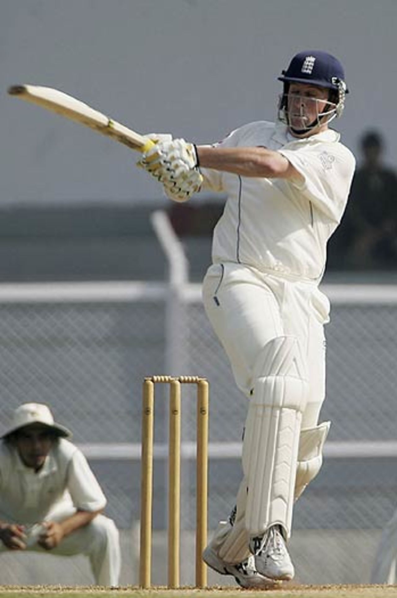 Marcus Trescothick pulls during his unbeaten fifty before lunch on day three, Cricket Club of India President's XI v England, Tour Match, Brabourne Stadium, Mumbai, February 20, 2006