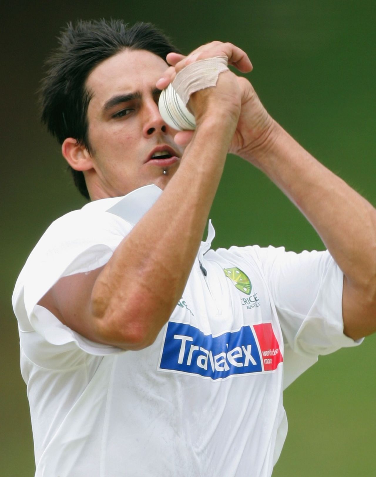 Mitchell Johnson prepares to bowl in the nets, Johannesburg, February 22, 2006